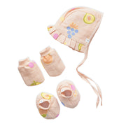 Baby Cap, Mittens and booties Set - Fruit Hugs (0-3 Months)