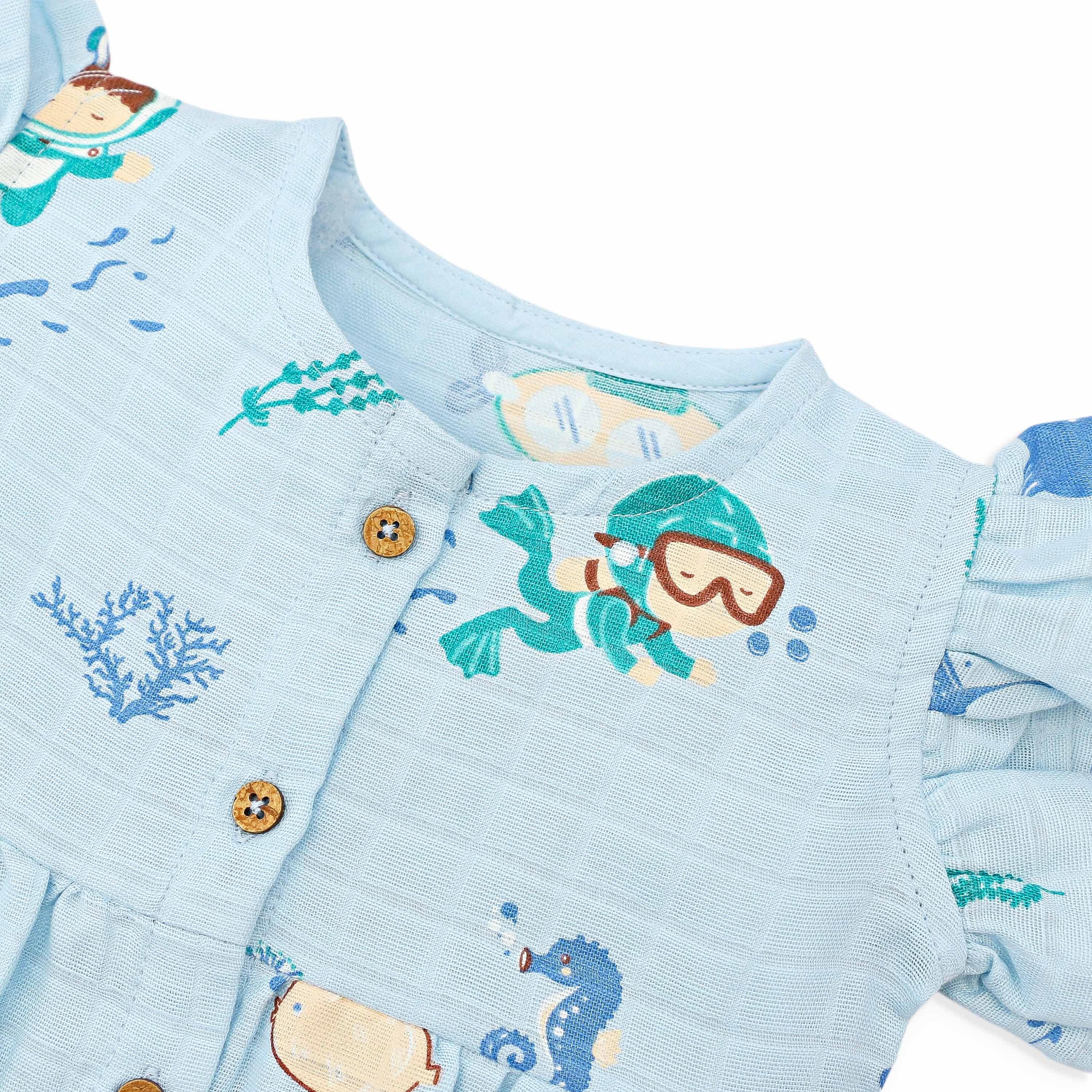 Frill Sleeve Muslin Cotton Girls Frock Pack of 3 (0 months to 5 years) - Dream, Drive & Play Combo