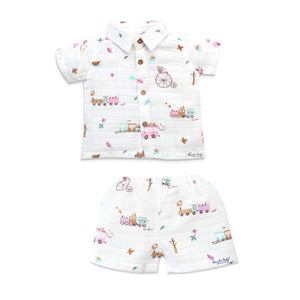 Muslin Half Sleeve Top & Shorts Set (0M – 5Y) Tiny Wheels & Wonders