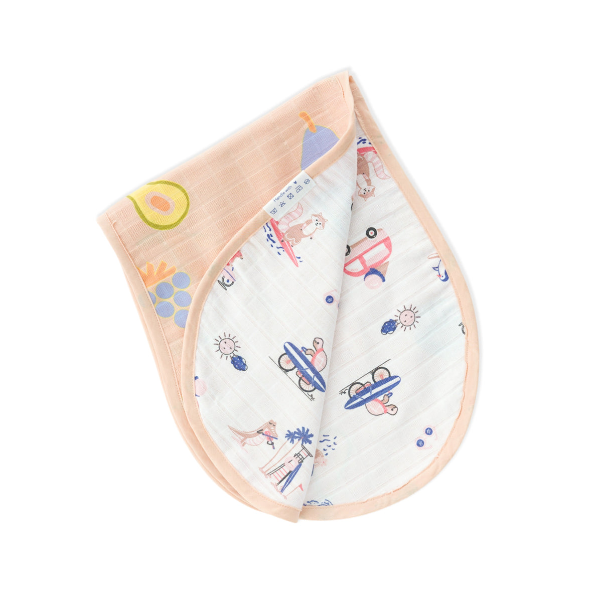 Tiny Surf Club & Fruit Hugs - 3 Layer Muslin Reversible Burp Cloth