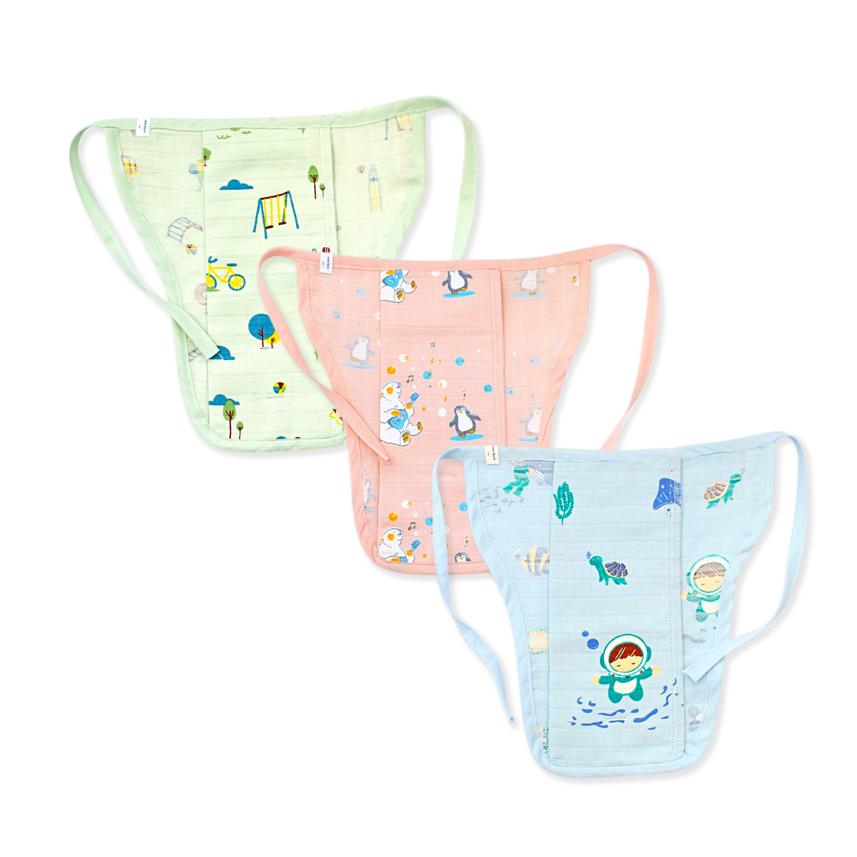 Reusable Muslin Nappies Pack of 3 (Newborn - 0-3 months) - Little Colors Combo