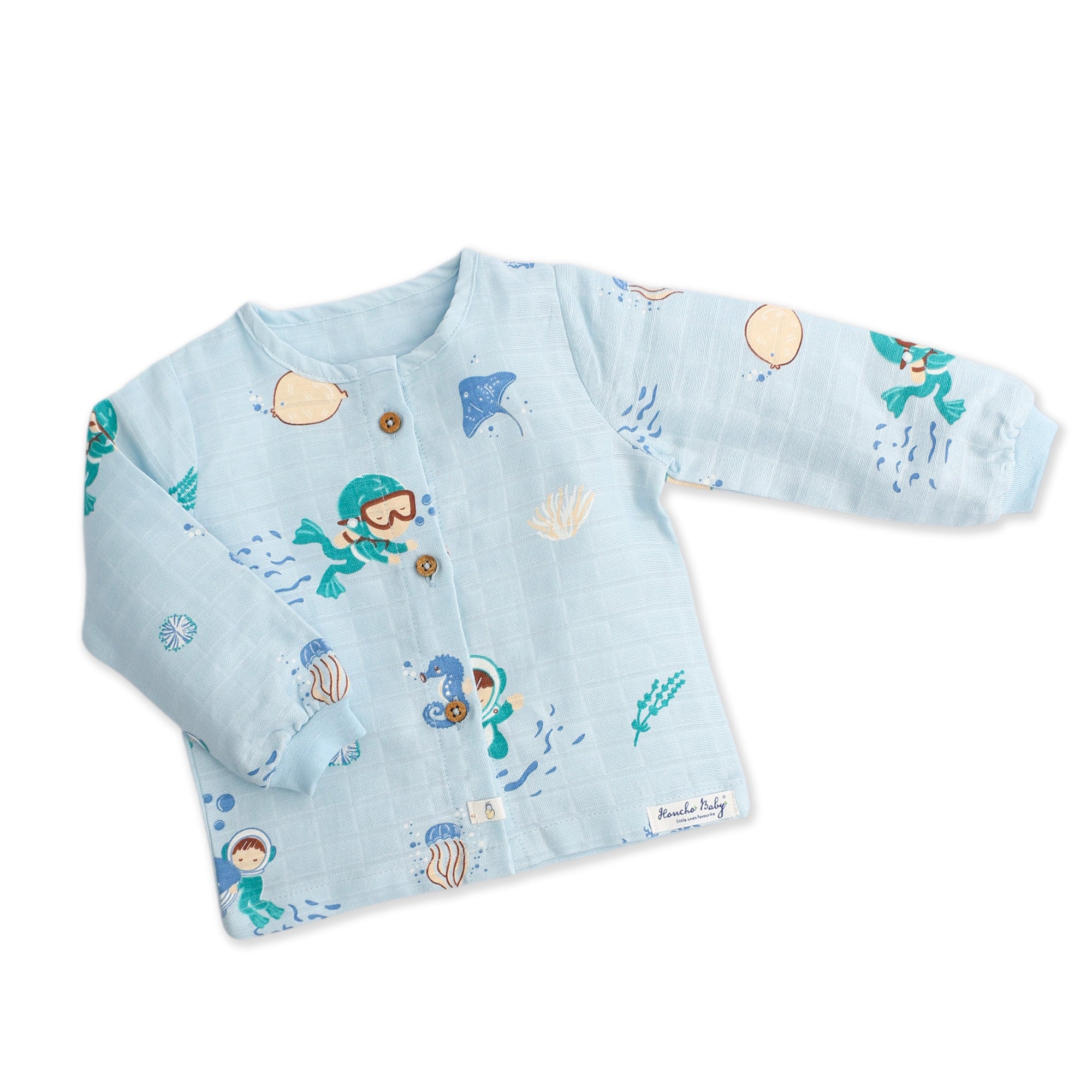 Muslin Cotton Full Sleeve Top & Pant Set for Baby & Toddler (0–5 Years) - Mini Scuba Squad