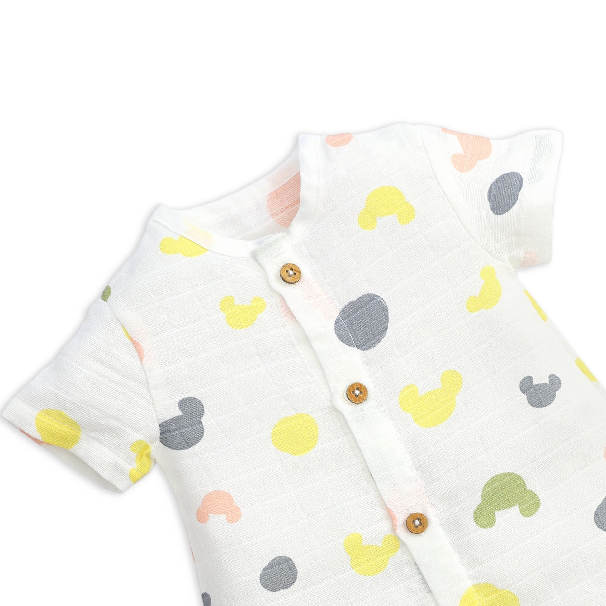 Romper with coconut shell buttons 