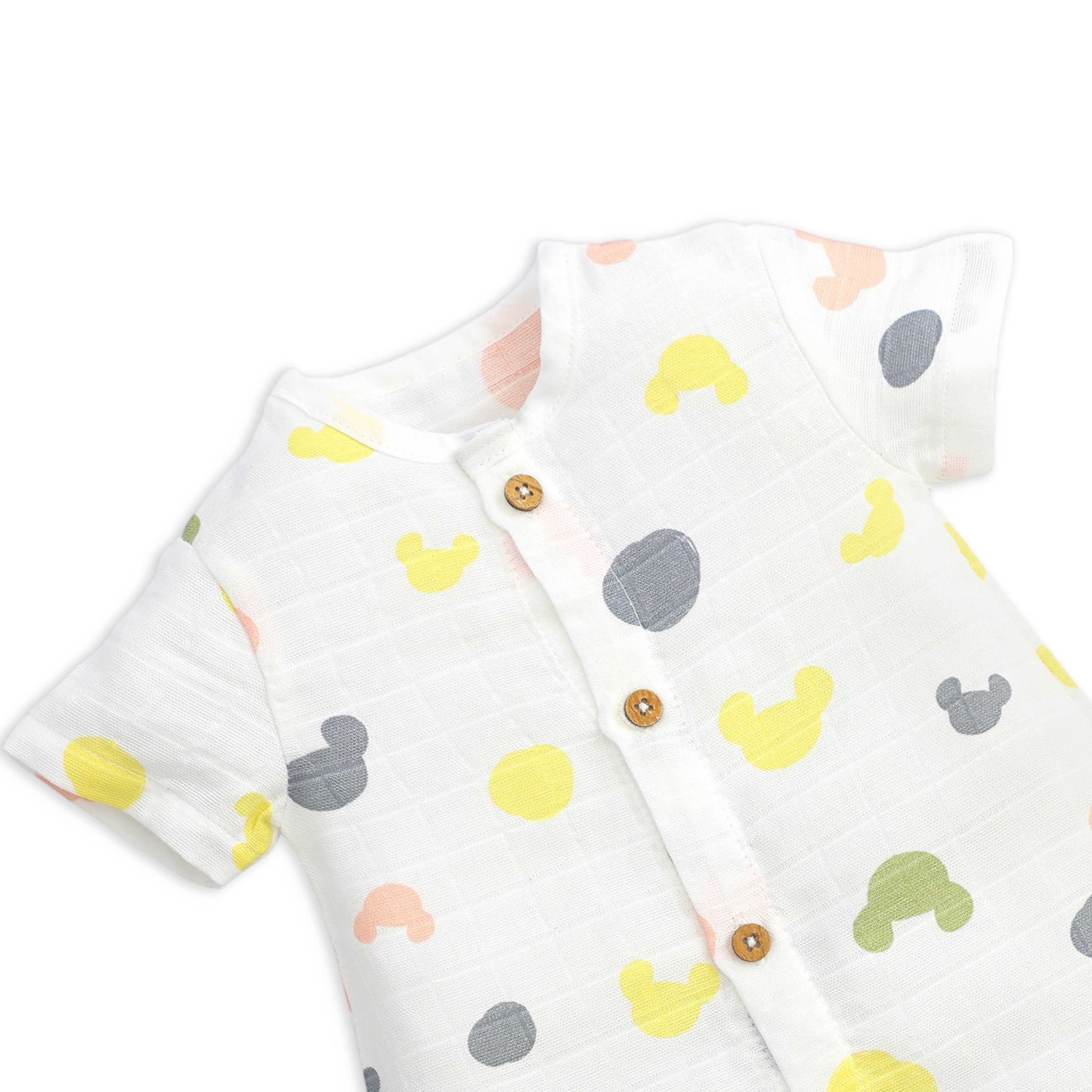 Romper with coconut shell buttons 