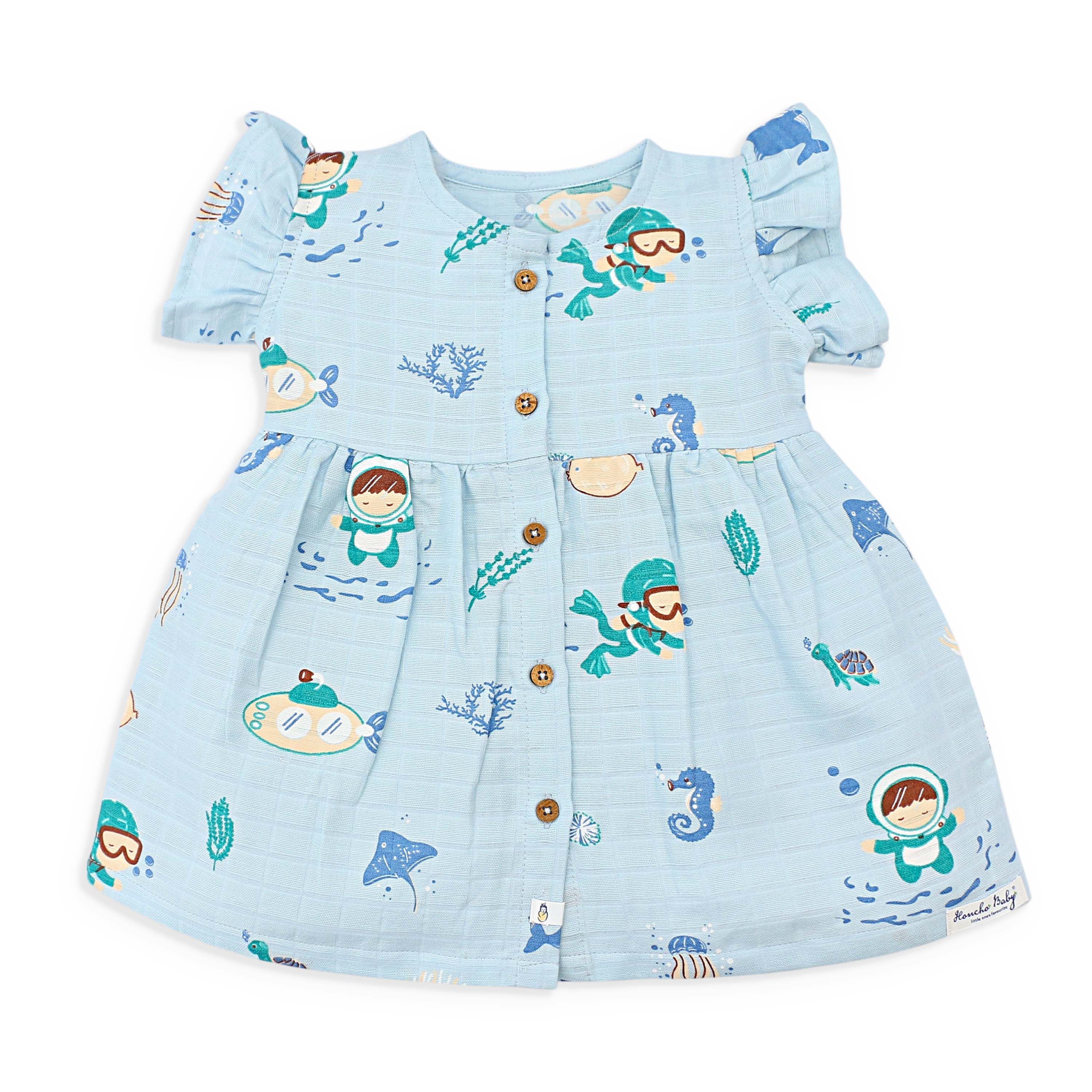 Frill Sleeve Muslin Cotton Girls Frock Pack of 3 (0 months to 5 years) - Dream, Drive & Play Combo