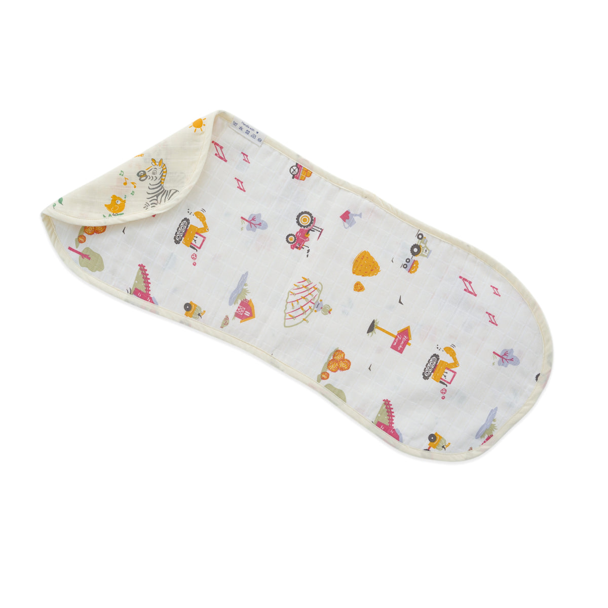 Zebra Tales & Farmyard Fun - 3 Layer Muslin Reversible Burp Cloth