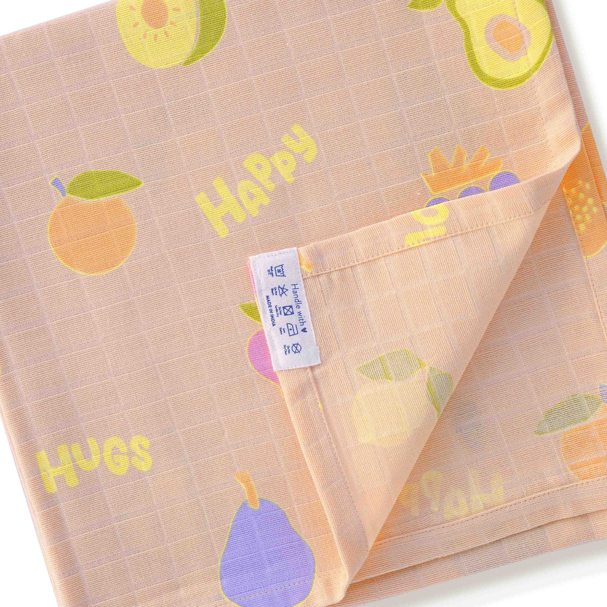 Fruit Hugs - Baby Muslin Swaddle Blanket | 100% Premium Cotton | 110x110 cm