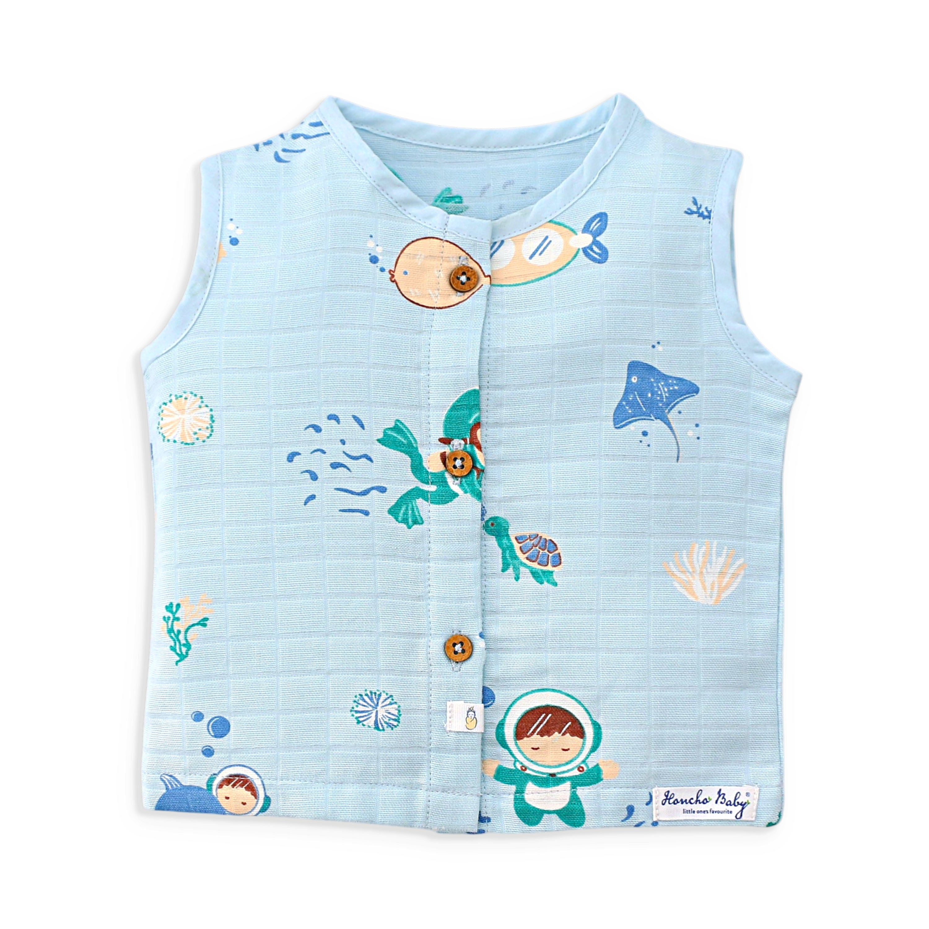 Muslin Cotton Sleeveless Top & Shorts for Babies & Toddlers Pack of 3 (Newborn–5 Years) - Dream, Drive & Play Combo