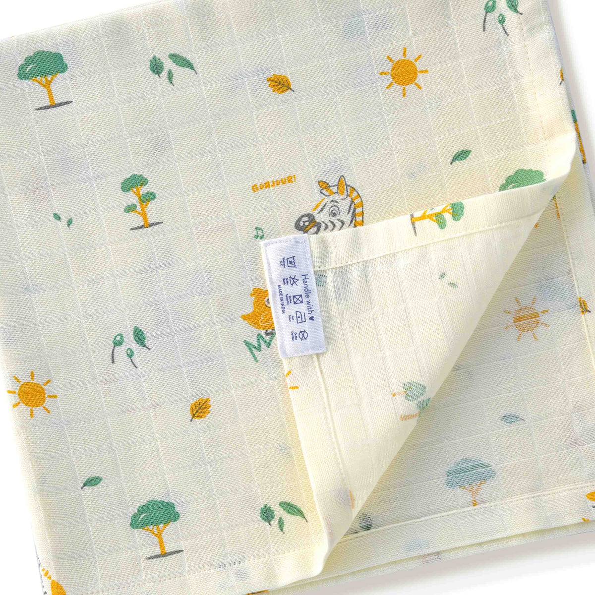 Zebra Tales  - Baby Muslin Swaddle Blanket | 100% Premium Cotton | 110x110 cm