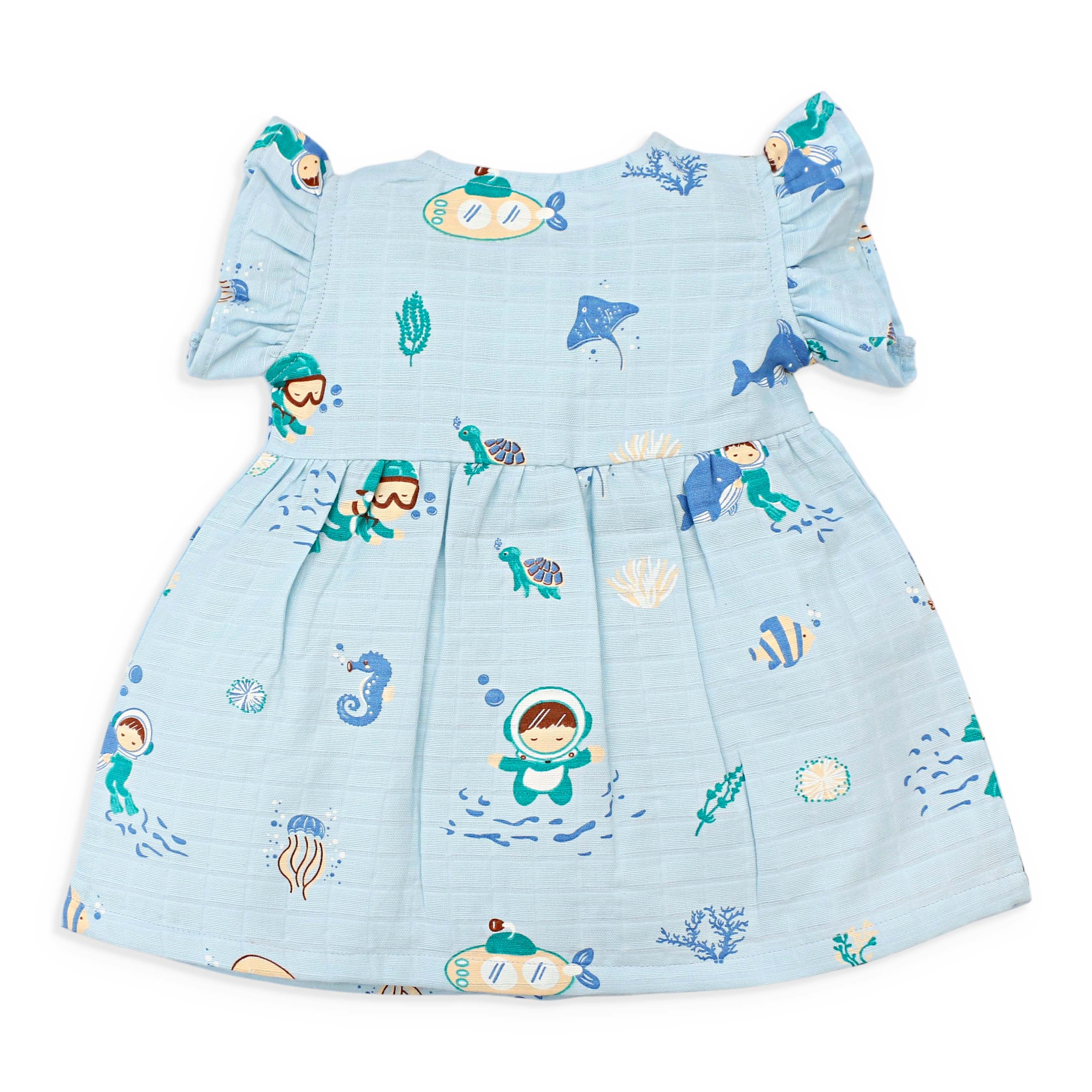 Frill Sleeve Muslin Cotton Girls Frock Pack of 3 (0 months to 5 years) - Dream, Drive & Play Combo