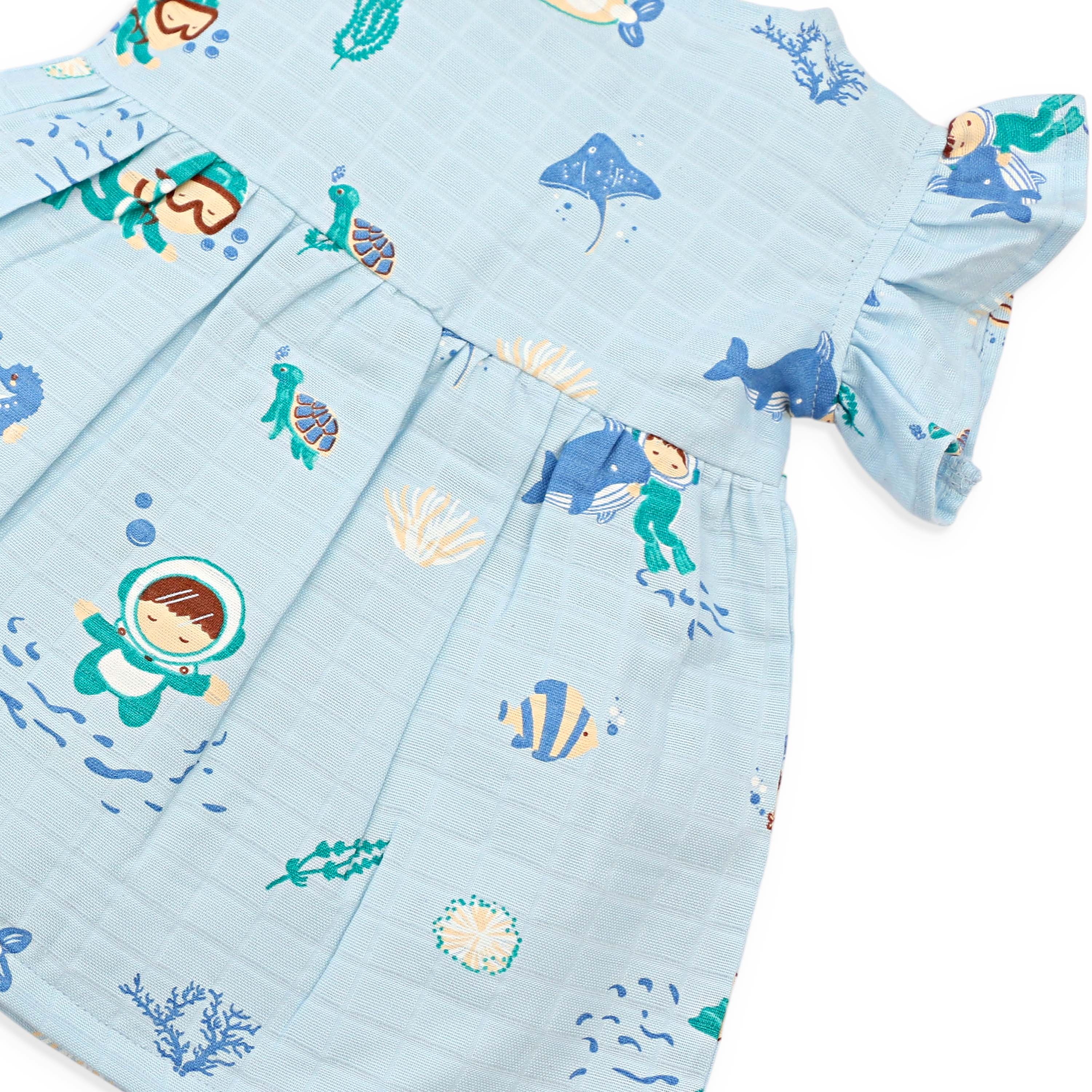 Frill Sleeve Muslin Cotton Girls Frock Pack of 3 (0 months to 5 years) - Dream, Drive & Play Combo