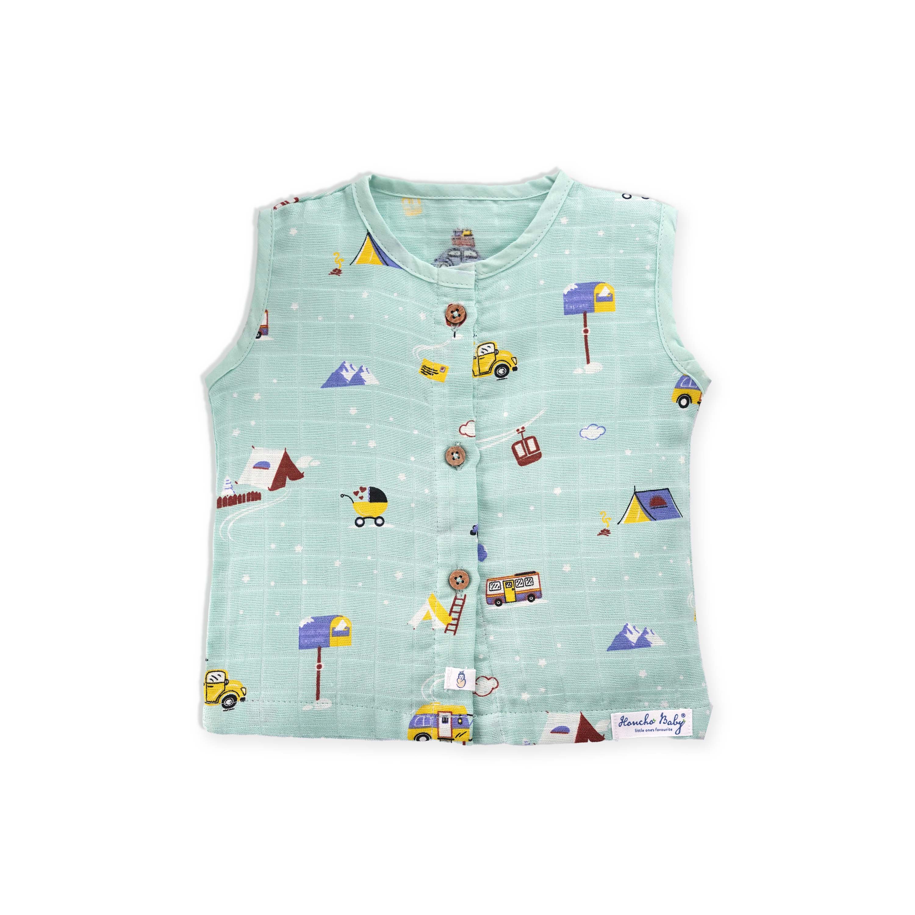 Muslin Cotton Sleeveless Top & Shorts for Babies & Toddlers (Newborn–5 Years) - Snowy Village Tales