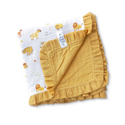 Tiny Jungle Adventure - Mustard Frill Reversible Muslin Blanket/Quilt