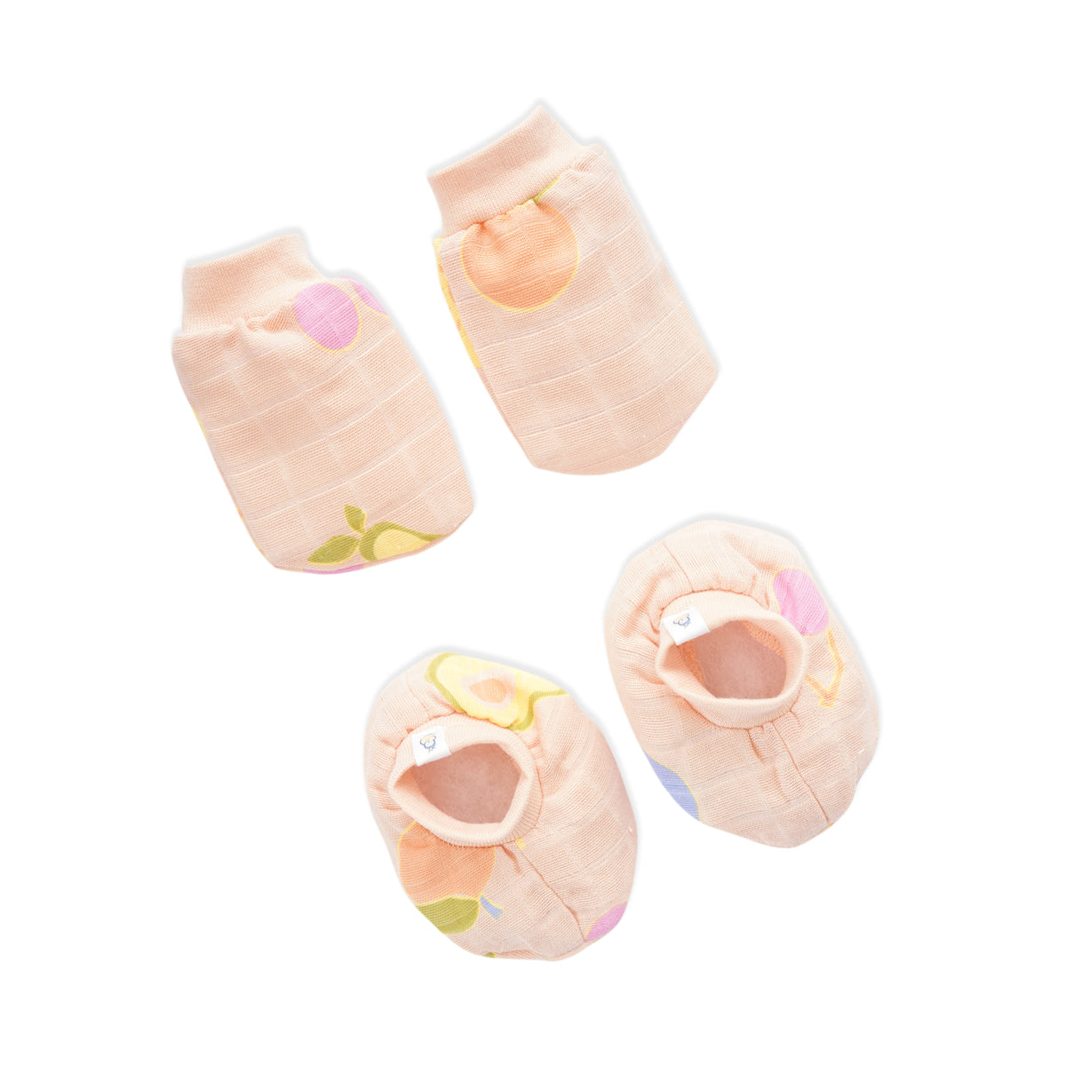 Baby Cap, Mittens and booties Set - Fruit Hugs (0-3 Months)