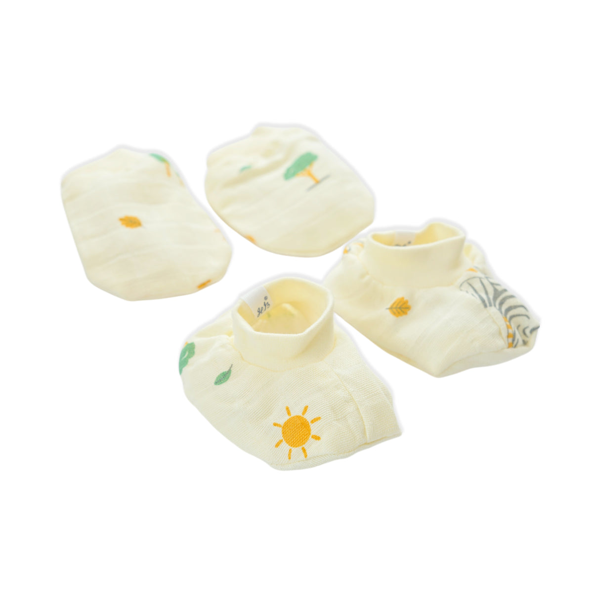 Baby Cap, Mittens and booties Set - Zebra Tales (0-3 Months)