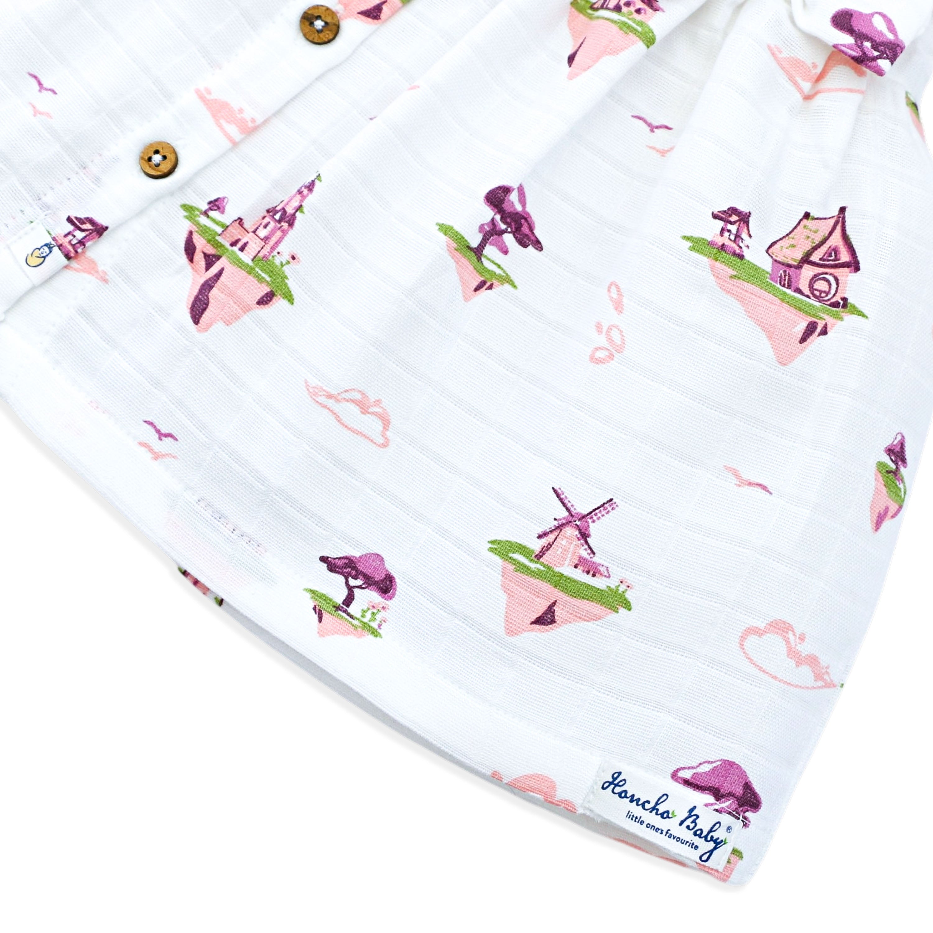 Sleeveless Muslin Cotton Frock with Bow (0 months to 5 years) - Floating Magic Tales