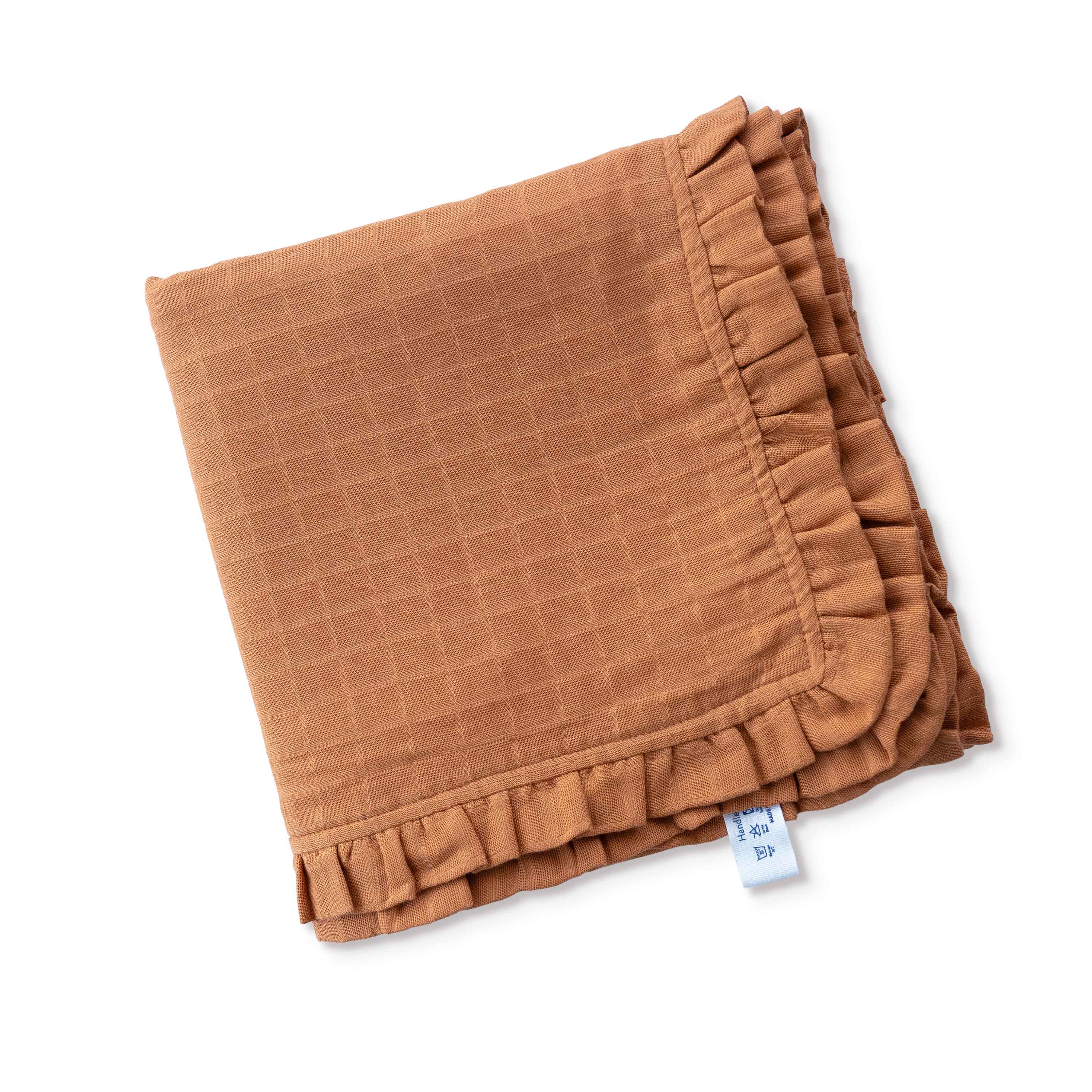 Tiny Jungle Adventur -  Brown Frill Reversible Muslin Blanket/Quilt