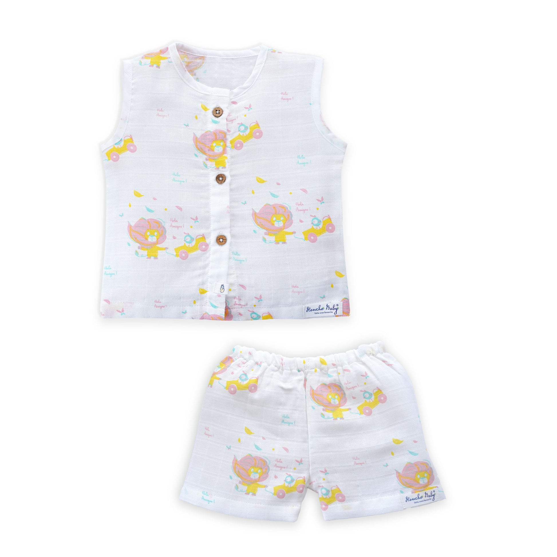 Buy Muslin Baby Clothes Sleeveless Top & Shorts 