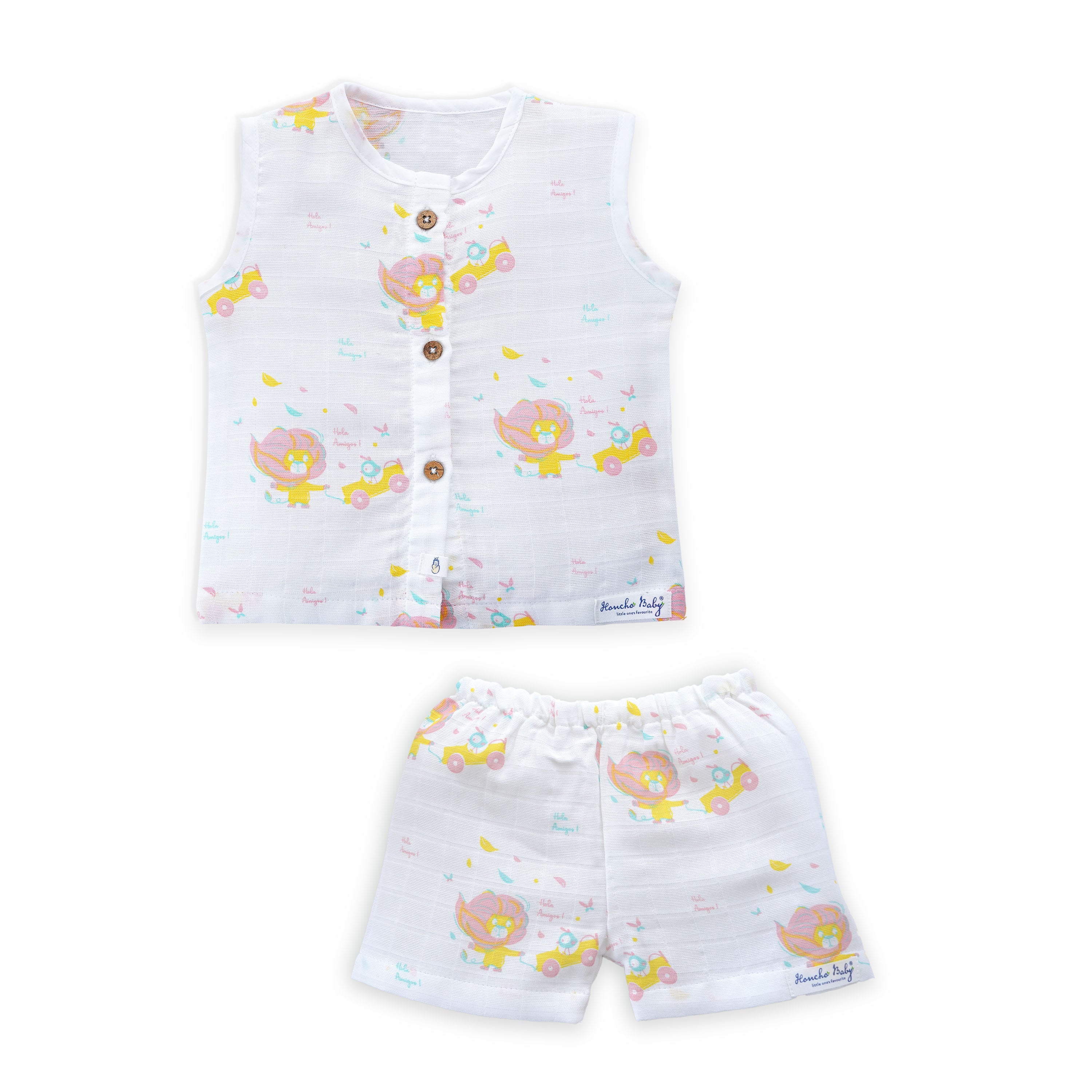 Buy Muslin Baby Clothes Sleeveless Top & Shorts 