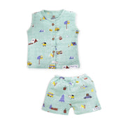 Buy muslin baby clothes set with sleeveless top and shorts for toddlers online