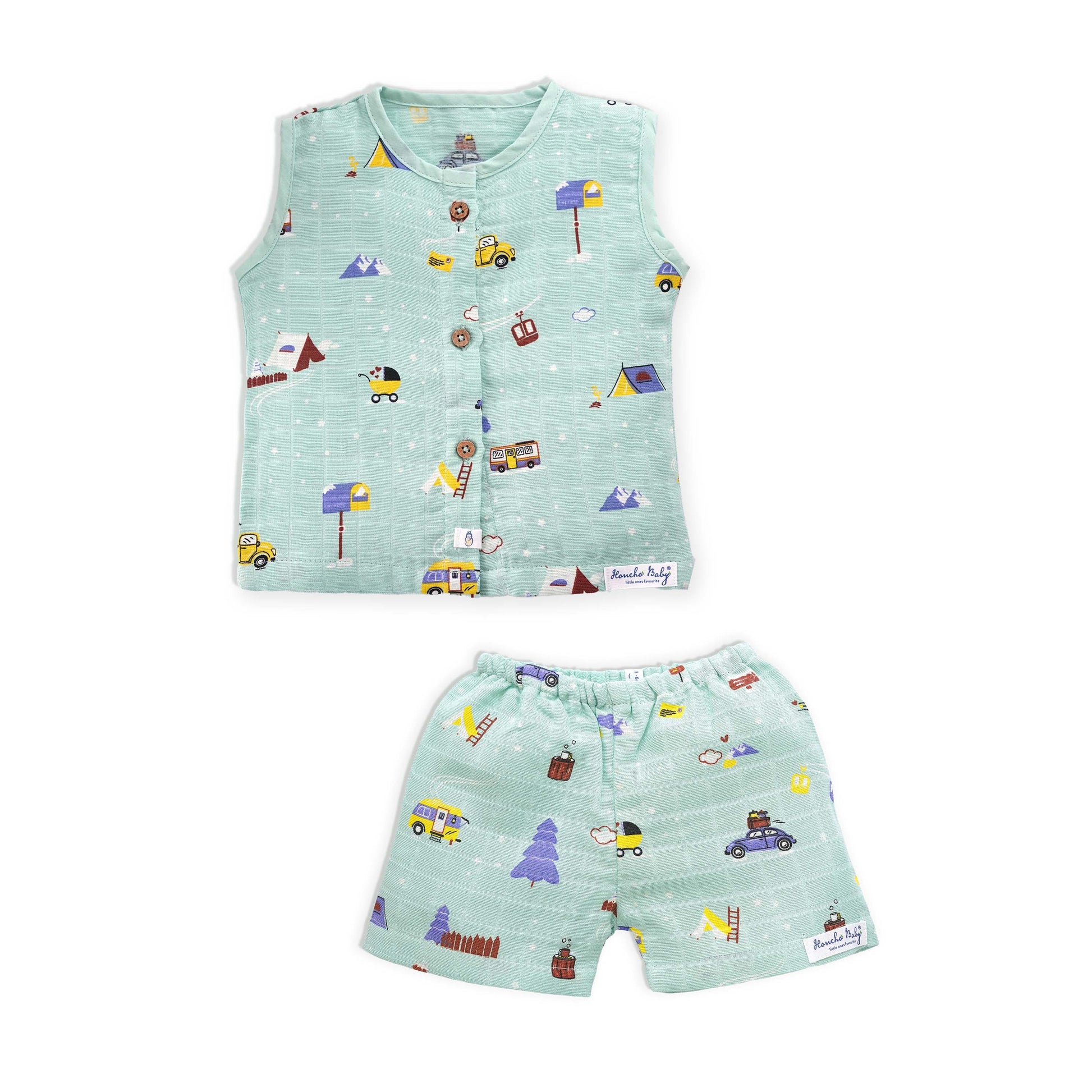 Buy muslin baby clothes set with sleeveless top and shorts for toddlers online