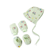 Baby Cap, Mittens and booties Set - Park Play Days (0-3 Months)