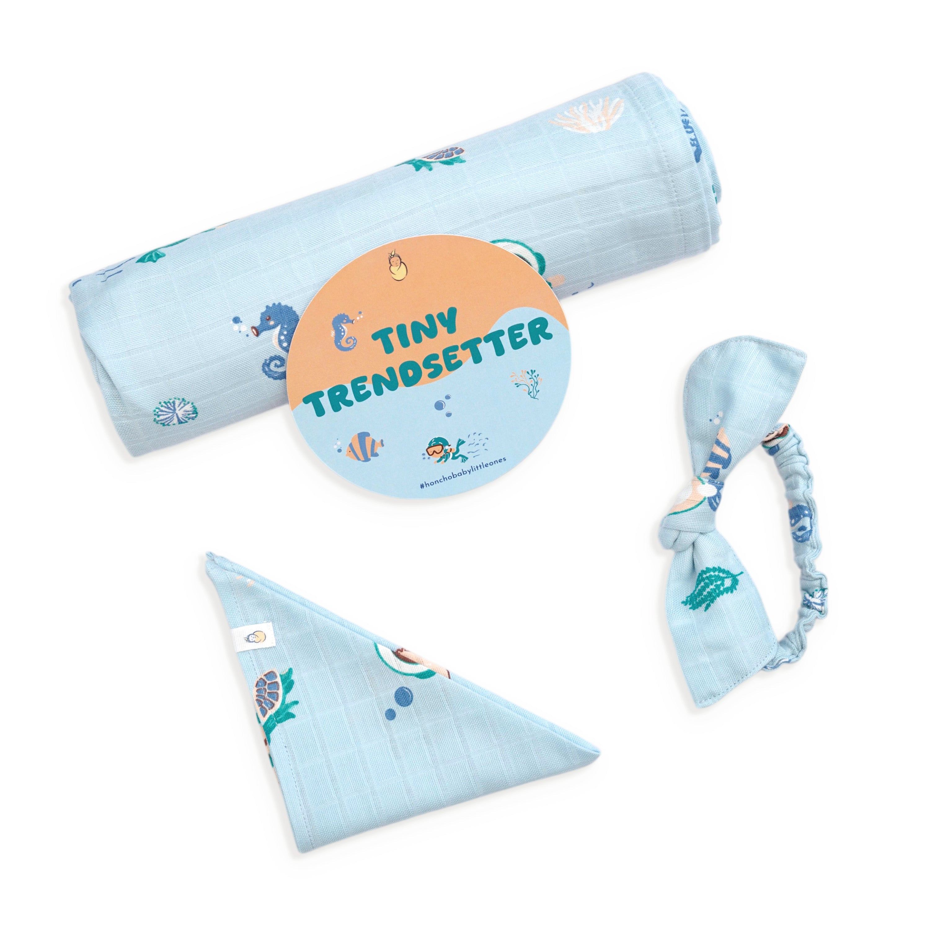 Mini Scuba Squad - Organic Cotton (double layer) Baby Muslin Swaddle Set - 100 X 100 cms