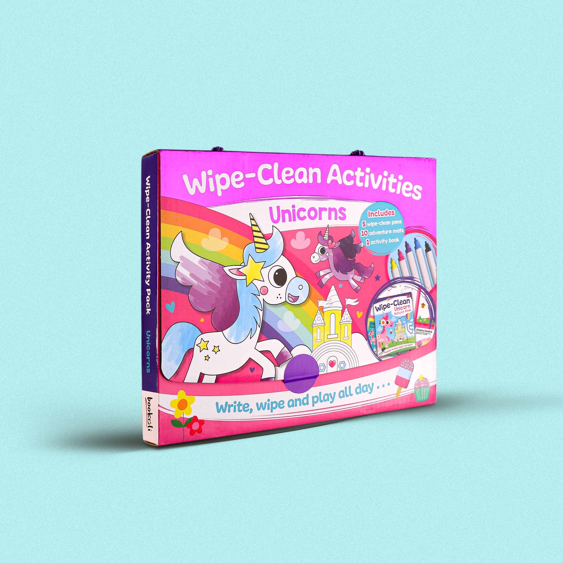 wipe-Clean Activities Unicorns Book kids reusable wipe clean activity book with unicorn theme