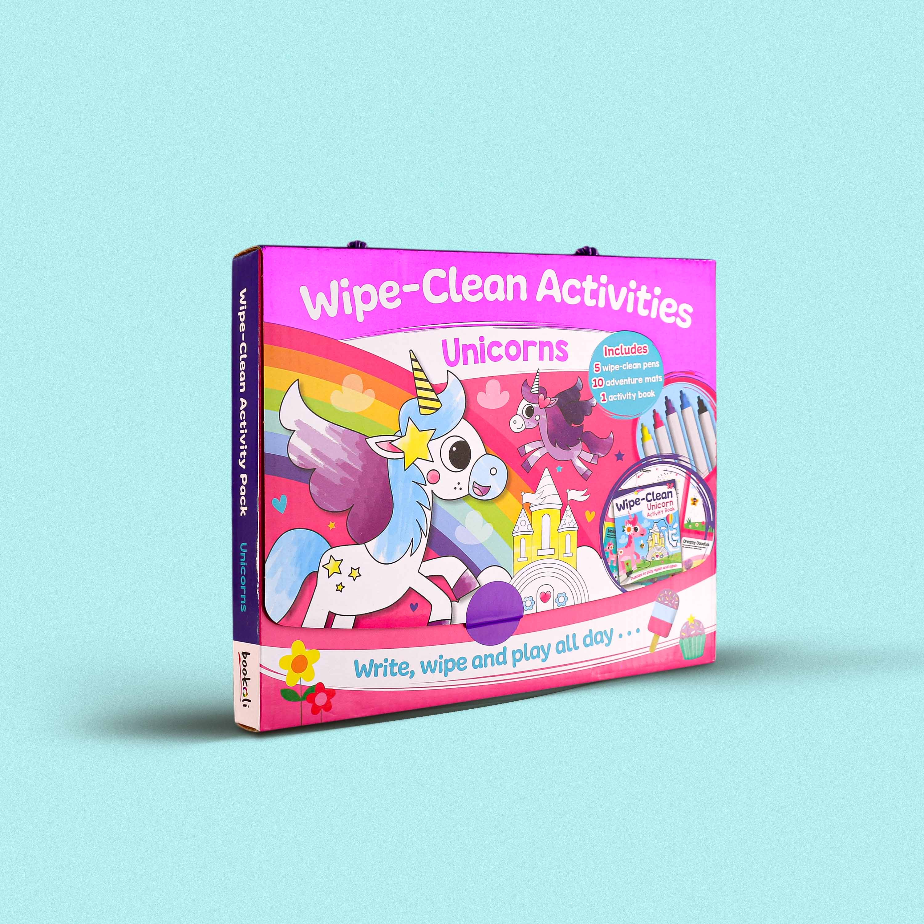 wipe-Clean Activities Unicorns Book kids reusable wipe clean activity book with unicorn theme