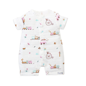 Muslin Baby Romper for 0-18 Months - Tiny Wheels & Wonders