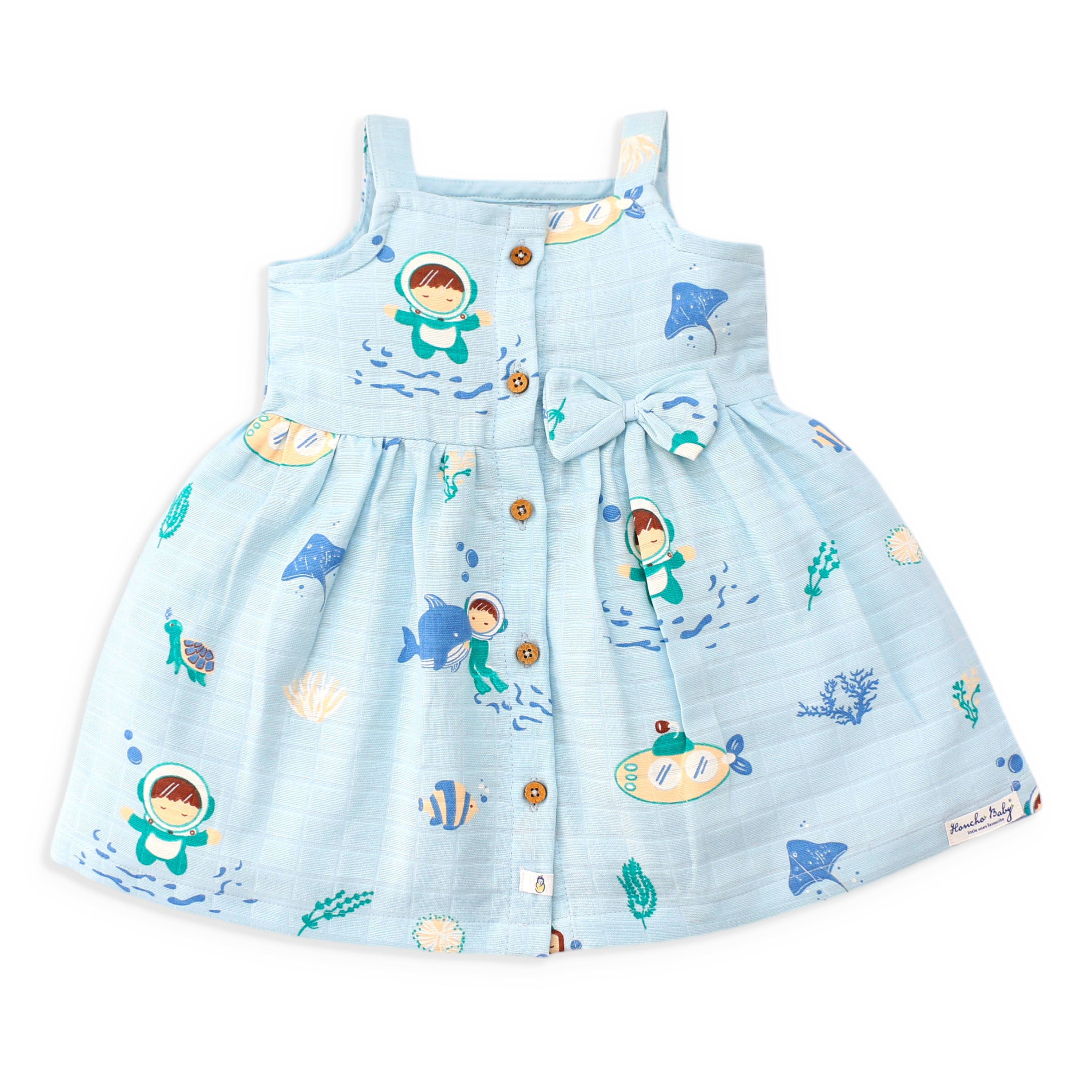 Sleeveless Muslin Cotton Frock with Bow (0 months to 5 years) Pack of 3 - Little Colors Combo