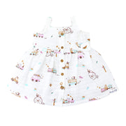 Sleeveless Muslin Cotton Frock with Bow (0 months to 5 years) - Tiny Wheels & Wonders