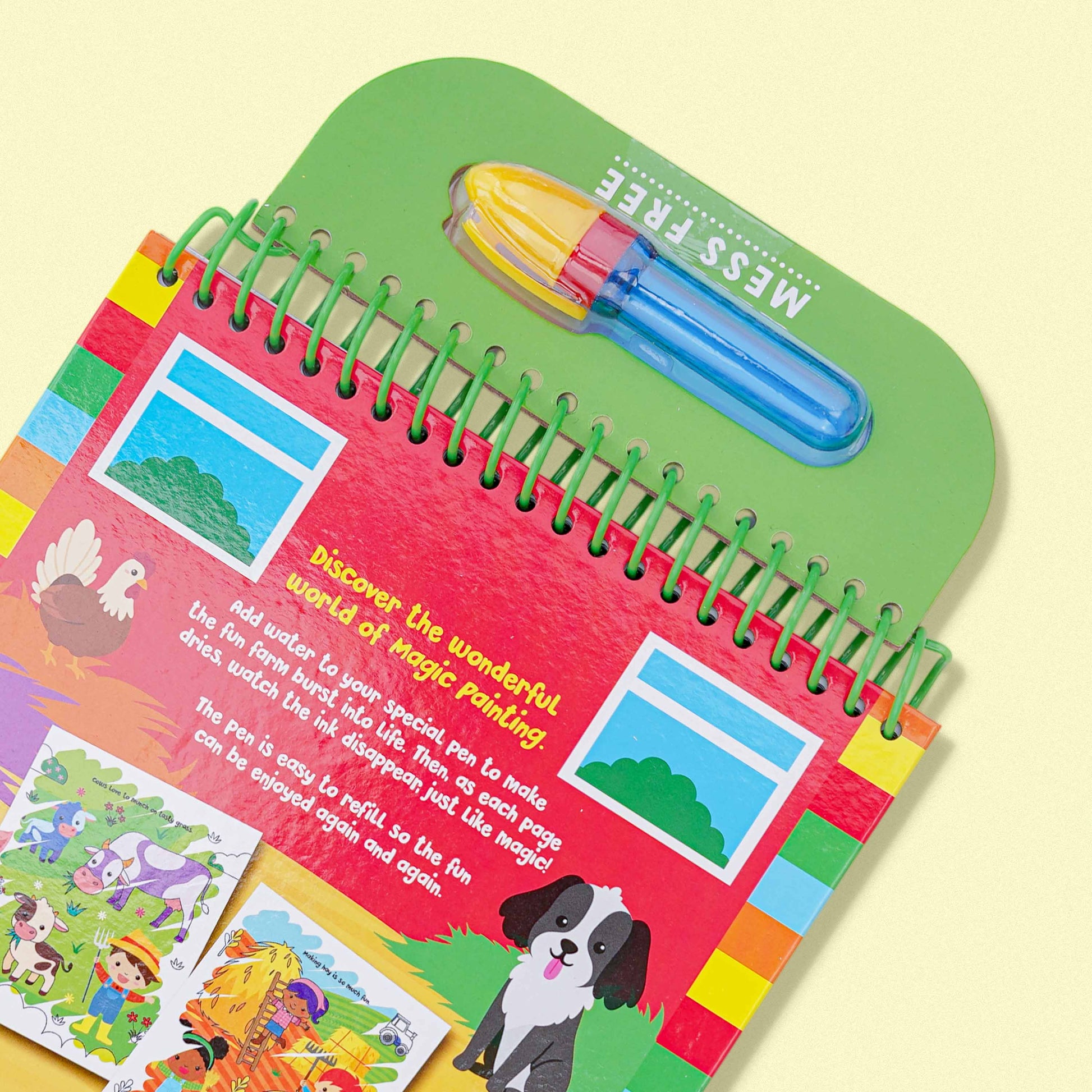 Magic Painting Farm Book kids reusable water reveal coloring book with magic water pen