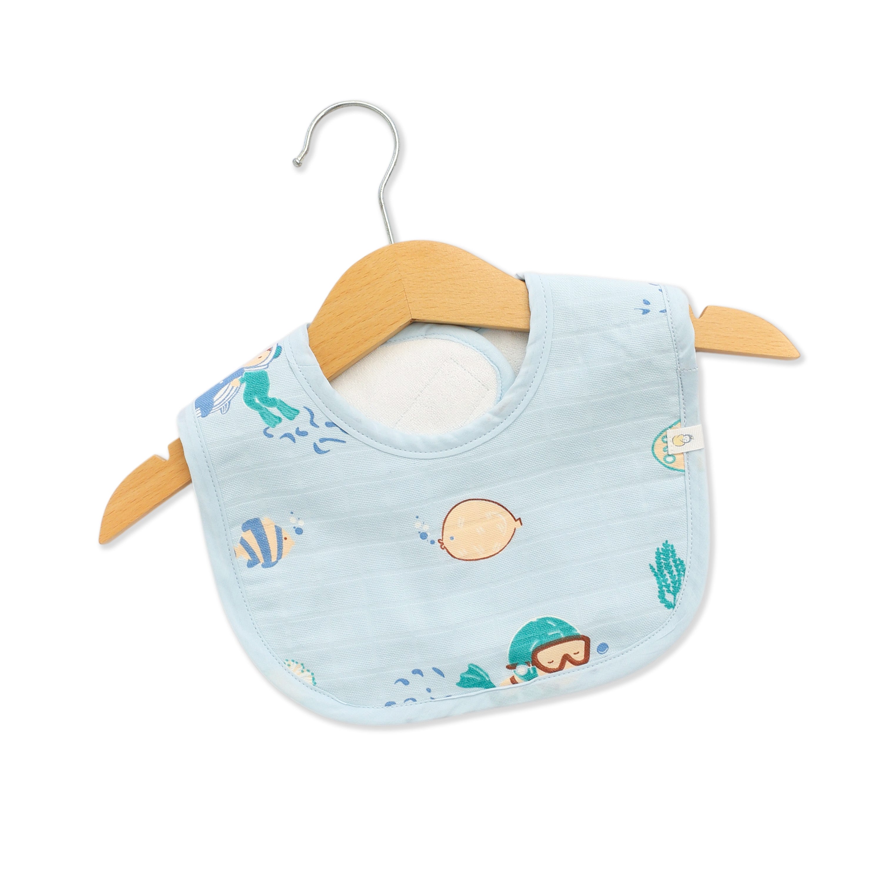 Reversible Muslin and Terry Bib Pack of 2 - Mini Scuba Squad & Tiny Wheels & Wonders