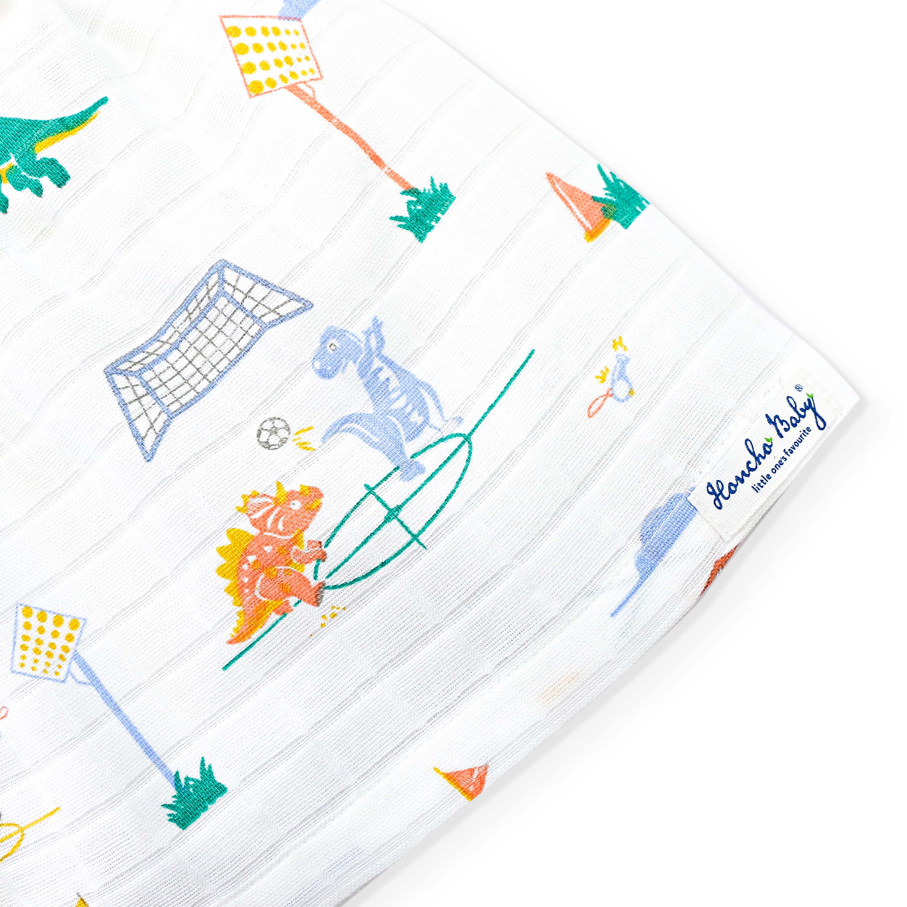 Sleeveless Muslin Cotton Frock with Bow (0 months to 5 years) - Dino & Foot ball