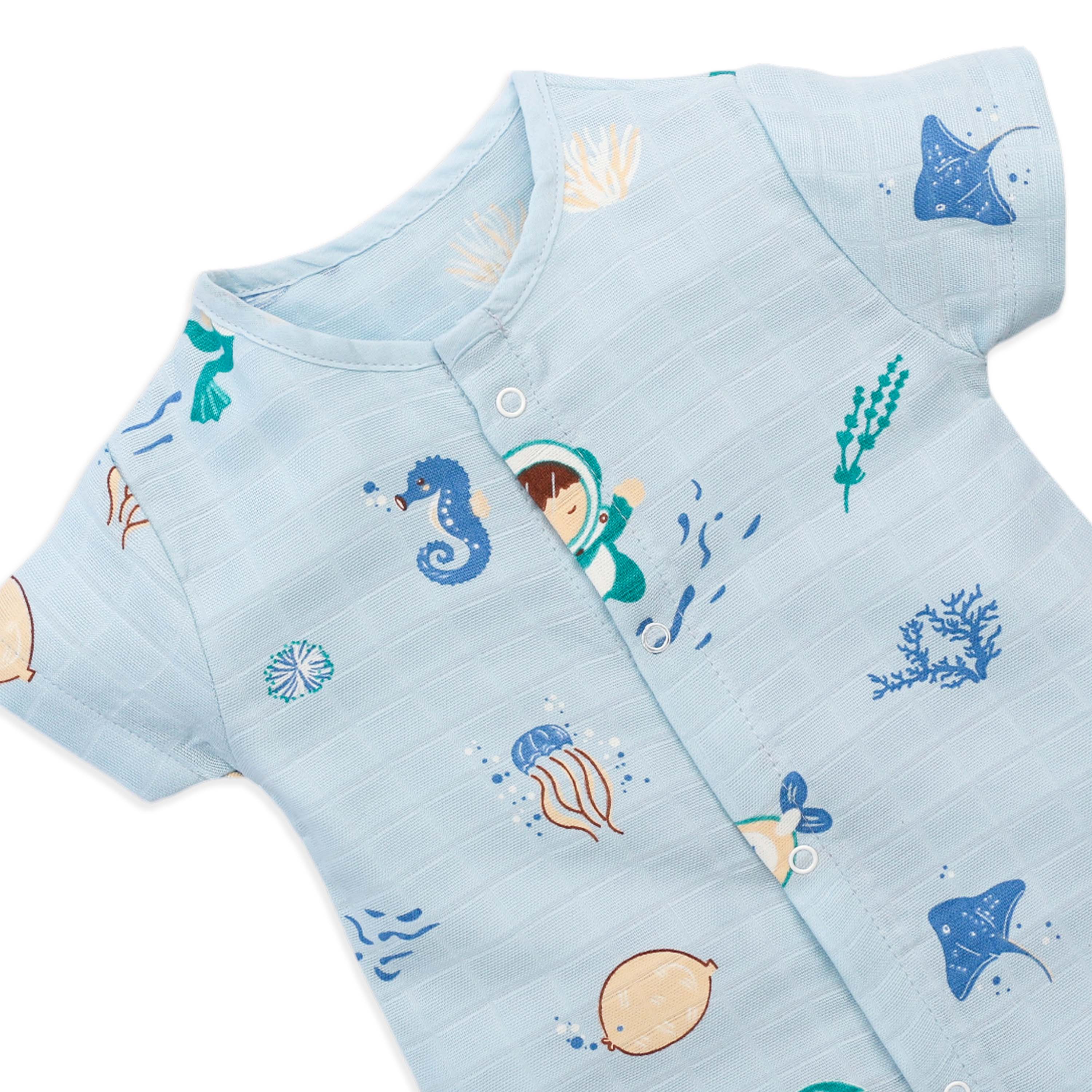 Muslin Baby Romper for 0-18 Months - Mini Scuba Squad