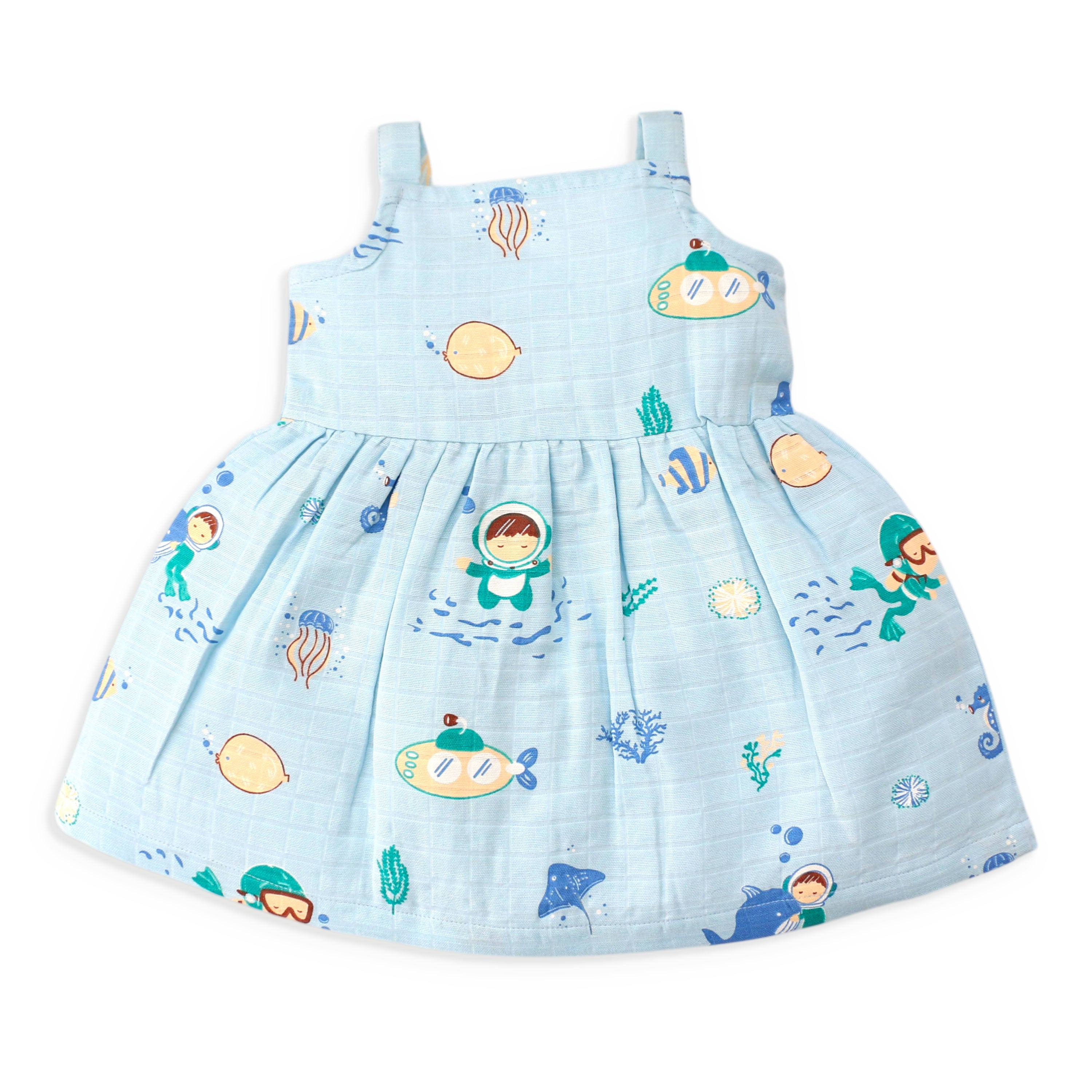 Sleeveless Muslin Cotton Frock with Bow (0 months to 5 years) Pack of 3 - Little Colors Combo