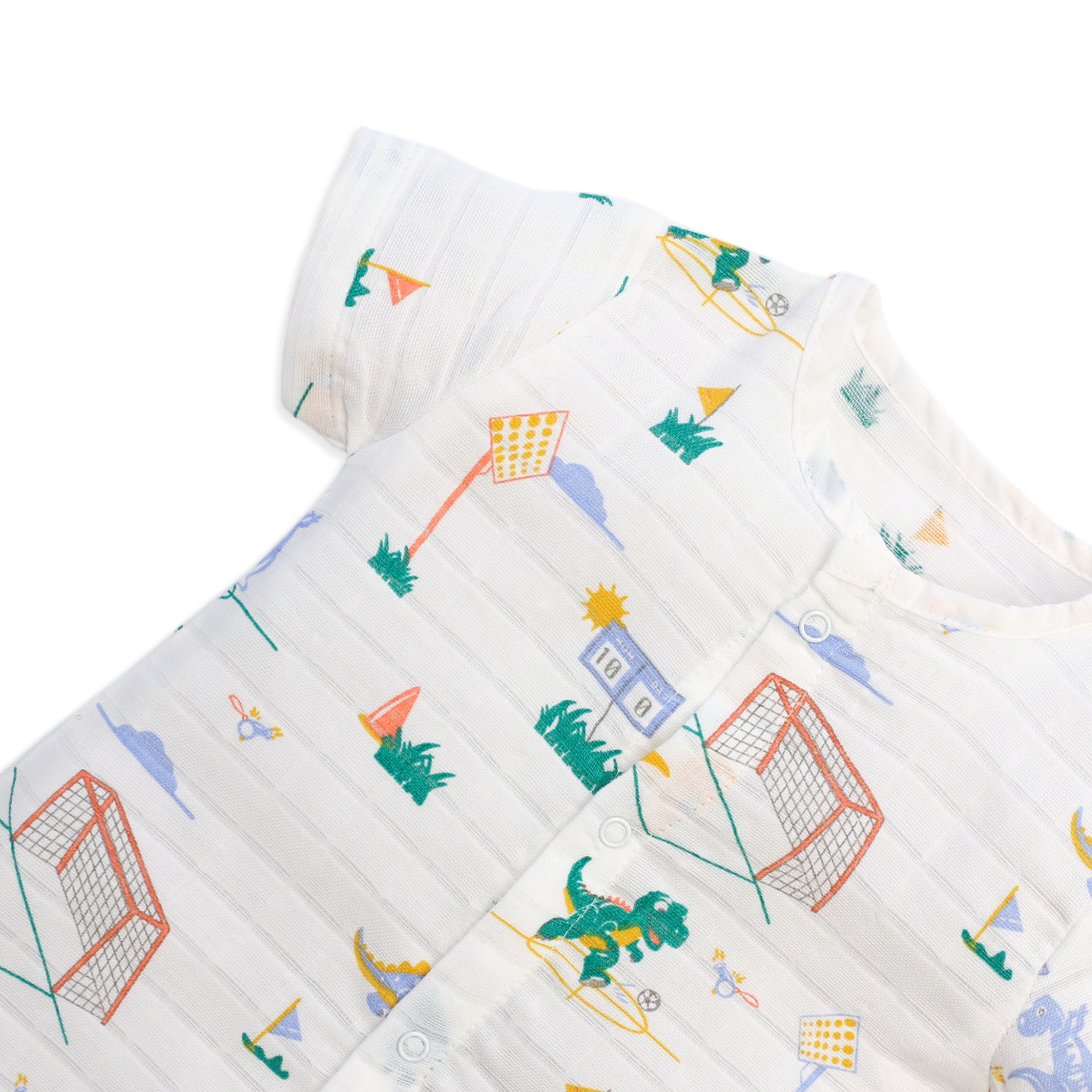 Muslin Baby Romper for 0-18 Months - Dino & Football