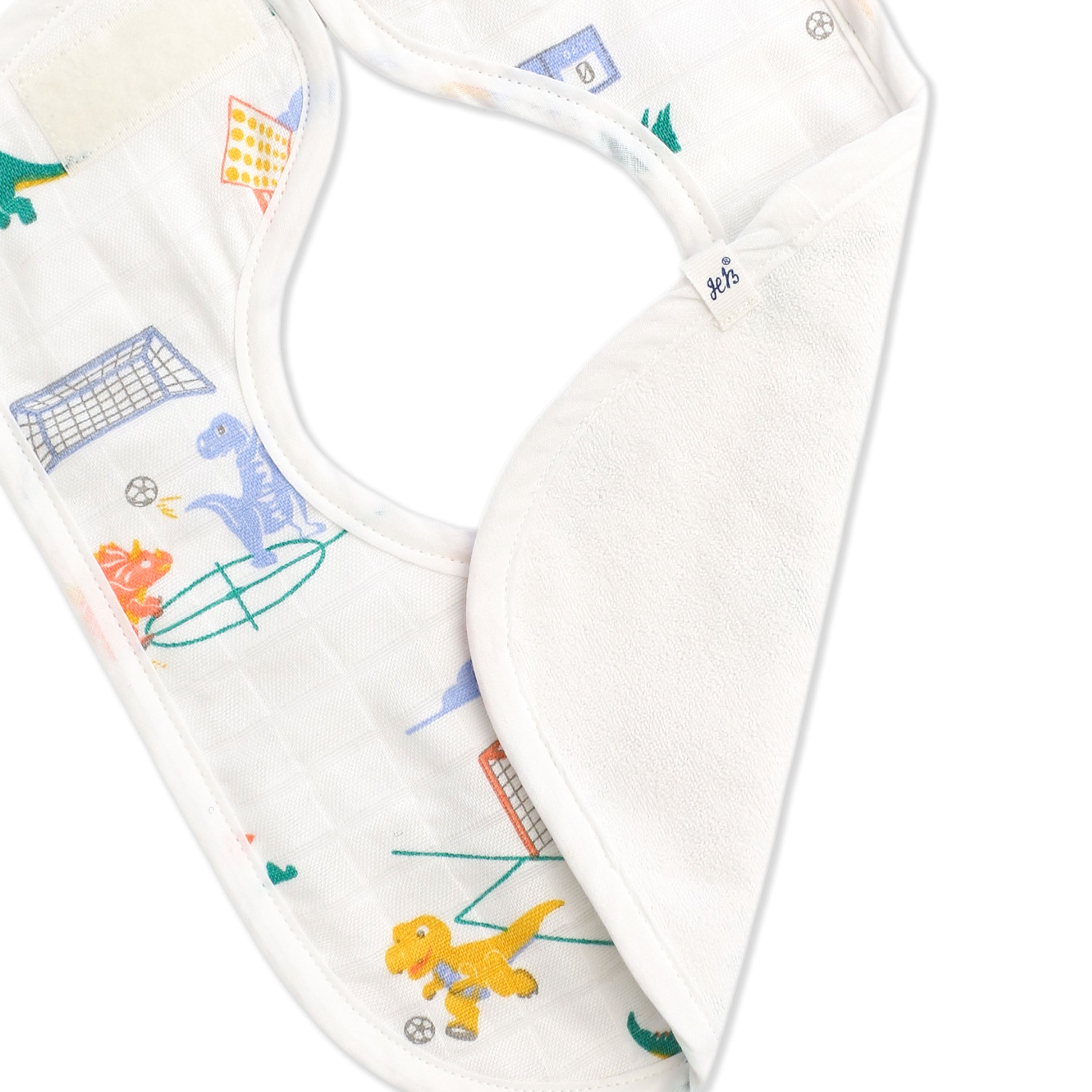 Reversible Muslin and Terry Bib Pack of 2 - Park Play Days & Dino & Football
