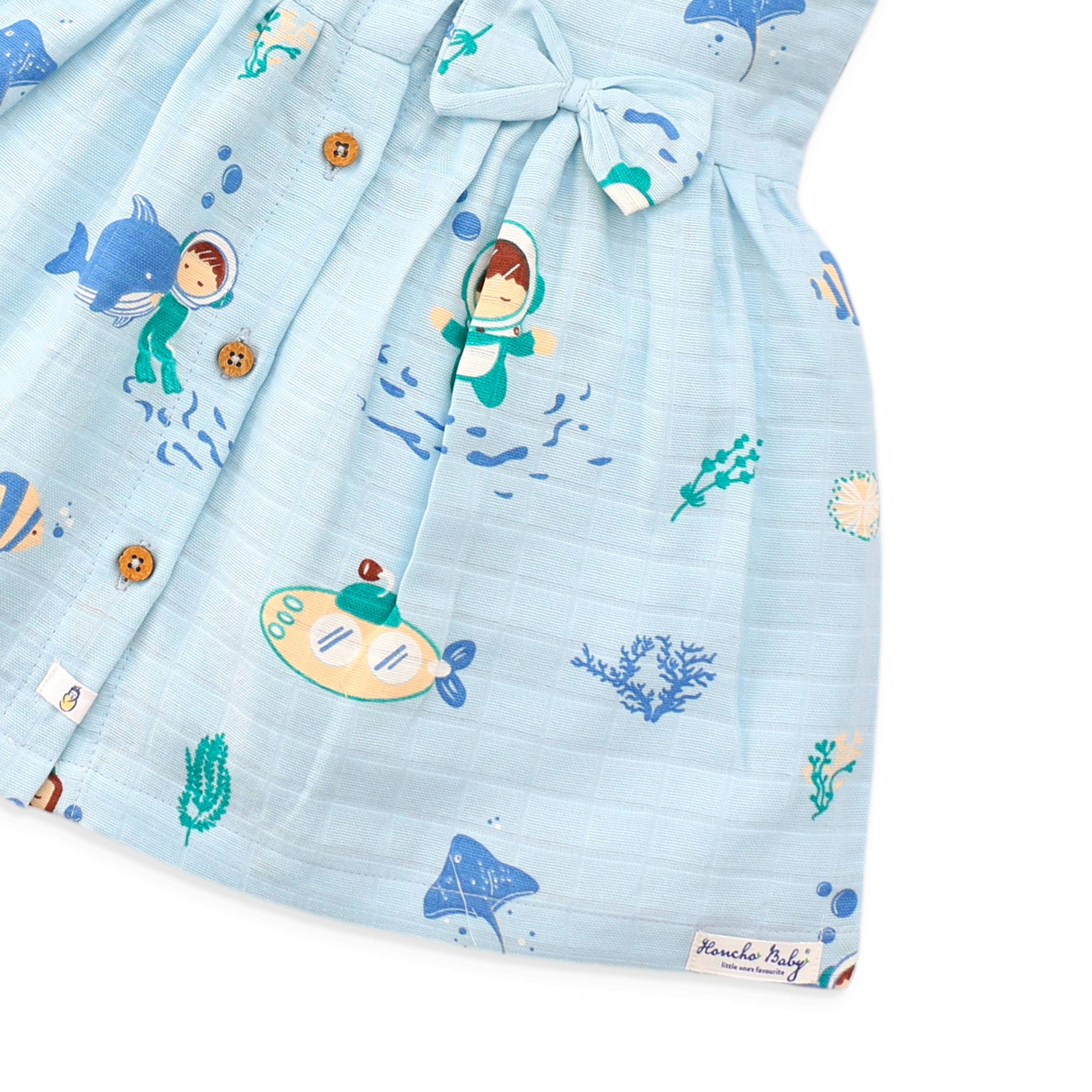Sleeveless Muslin Cotton Frock with Bow (0 months to 5 years) Pack of 3 - Little Colors Combo