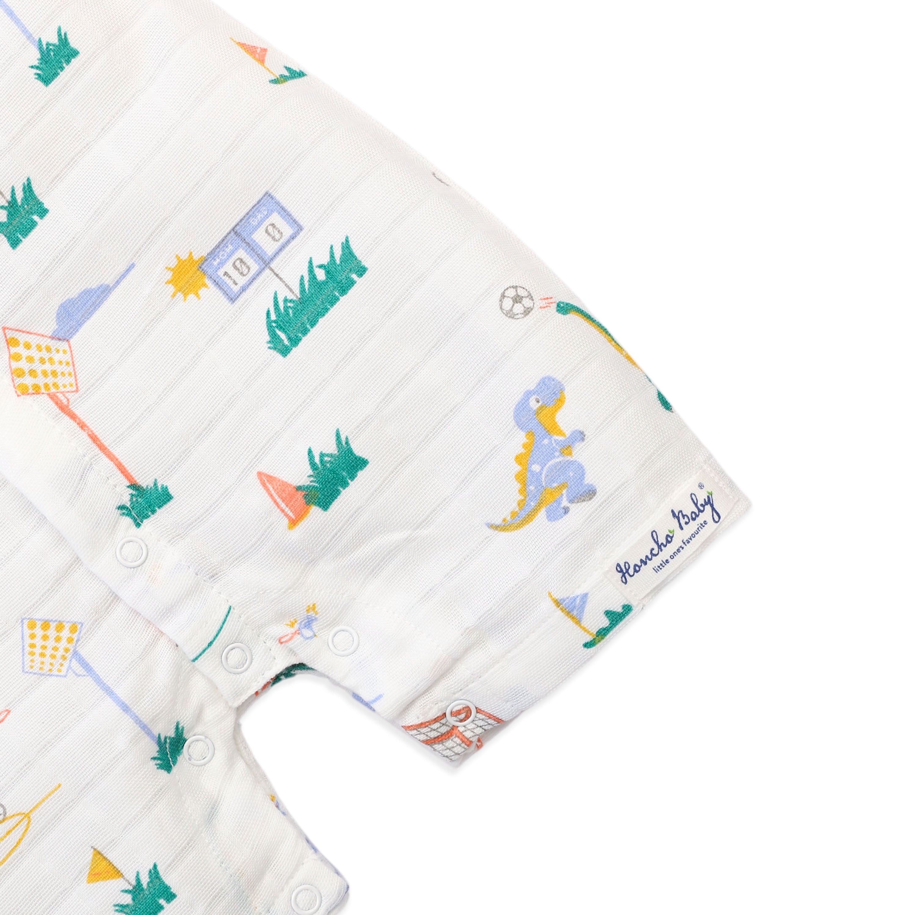 Muslin Baby Romper for 0-18 Months - Dino & Football