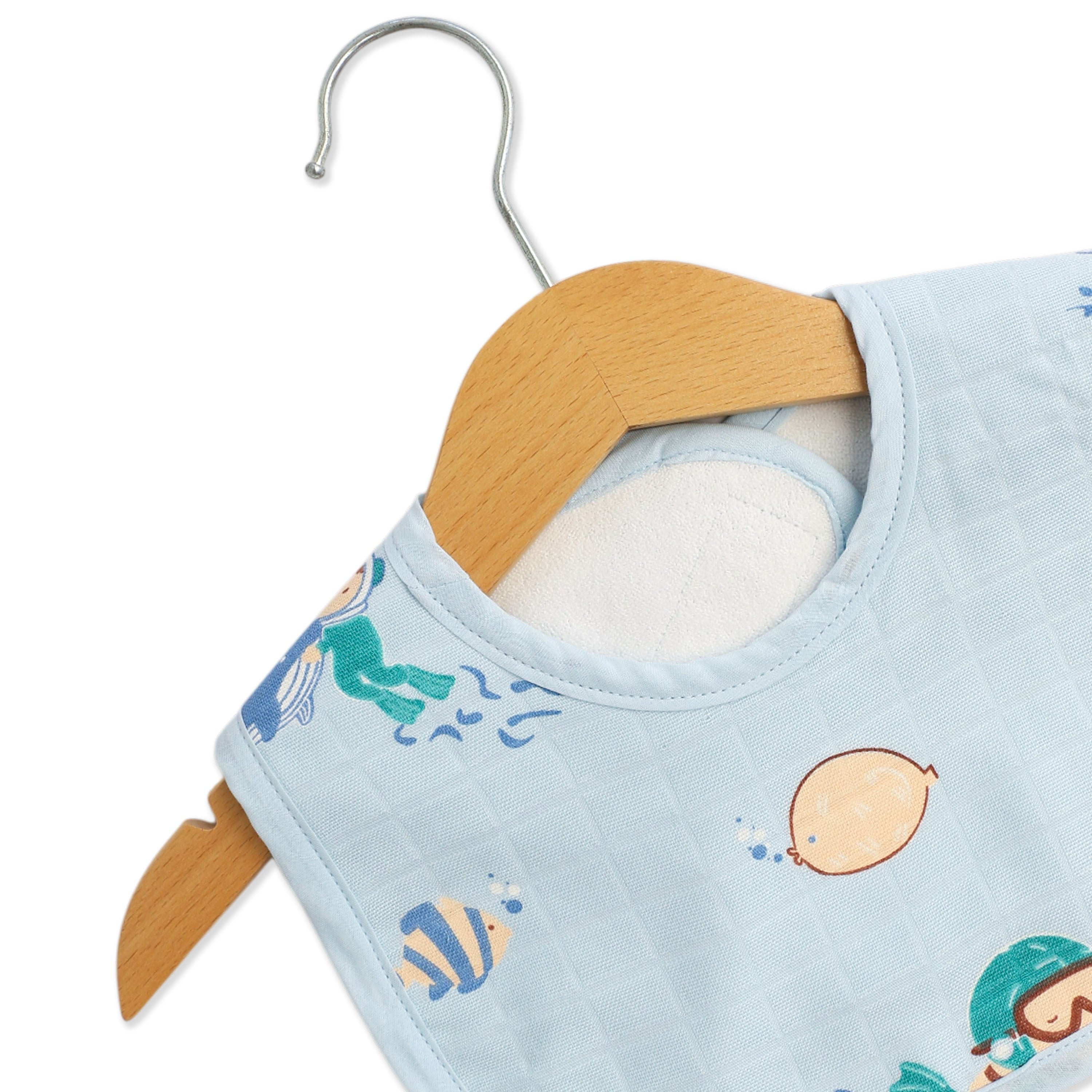 Reversible Muslin and Terry Bib Pack of 2 - Mini Scuba Squad & Tiny Wheels & Wonders