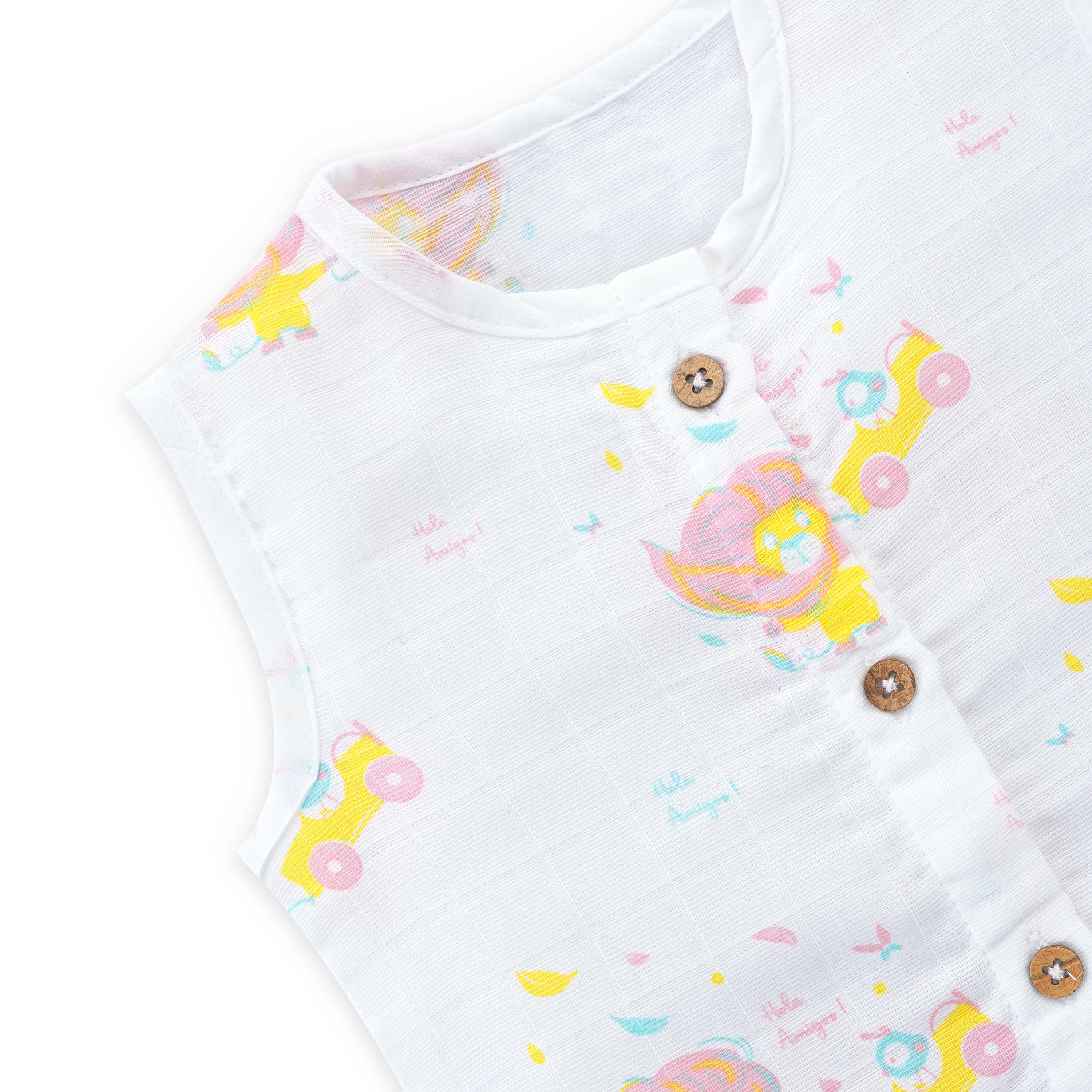 Muslin Cotton Sleeveless Top & Shorts for Babies & Toddlers (Newborn–5 Years) - Lion and the Bird