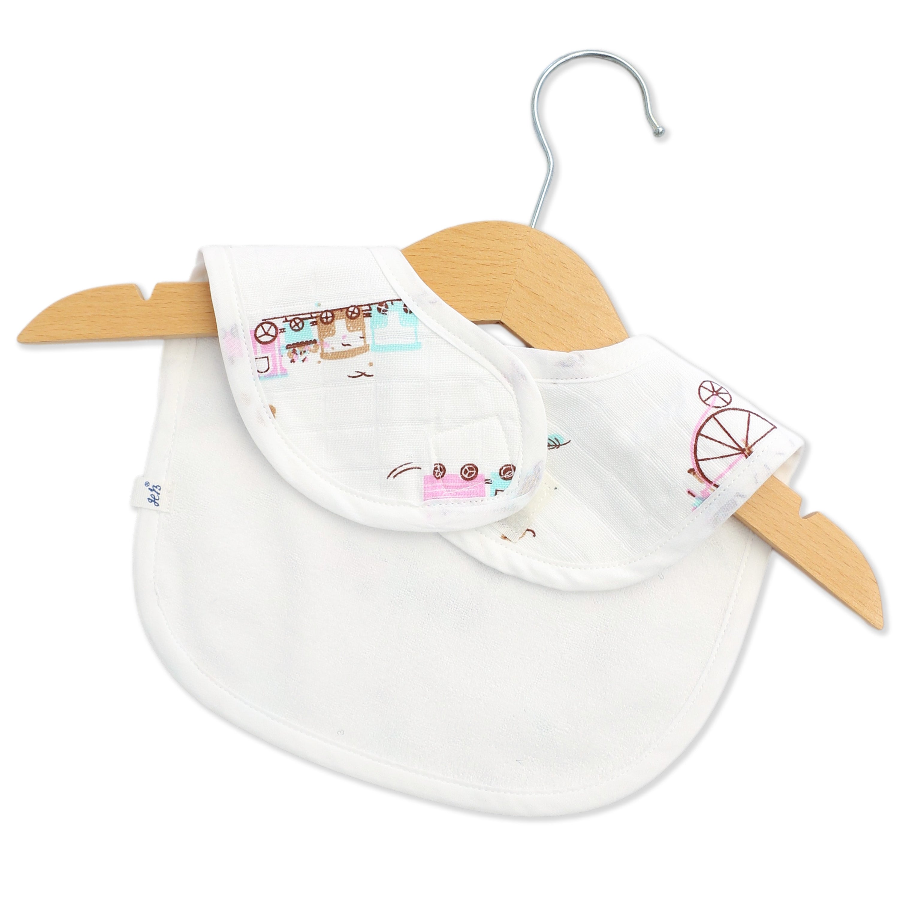Reversible Muslin and Terry Bib Pack of 2 - Mini Scuba Squad & Tiny Wheels & Wonders