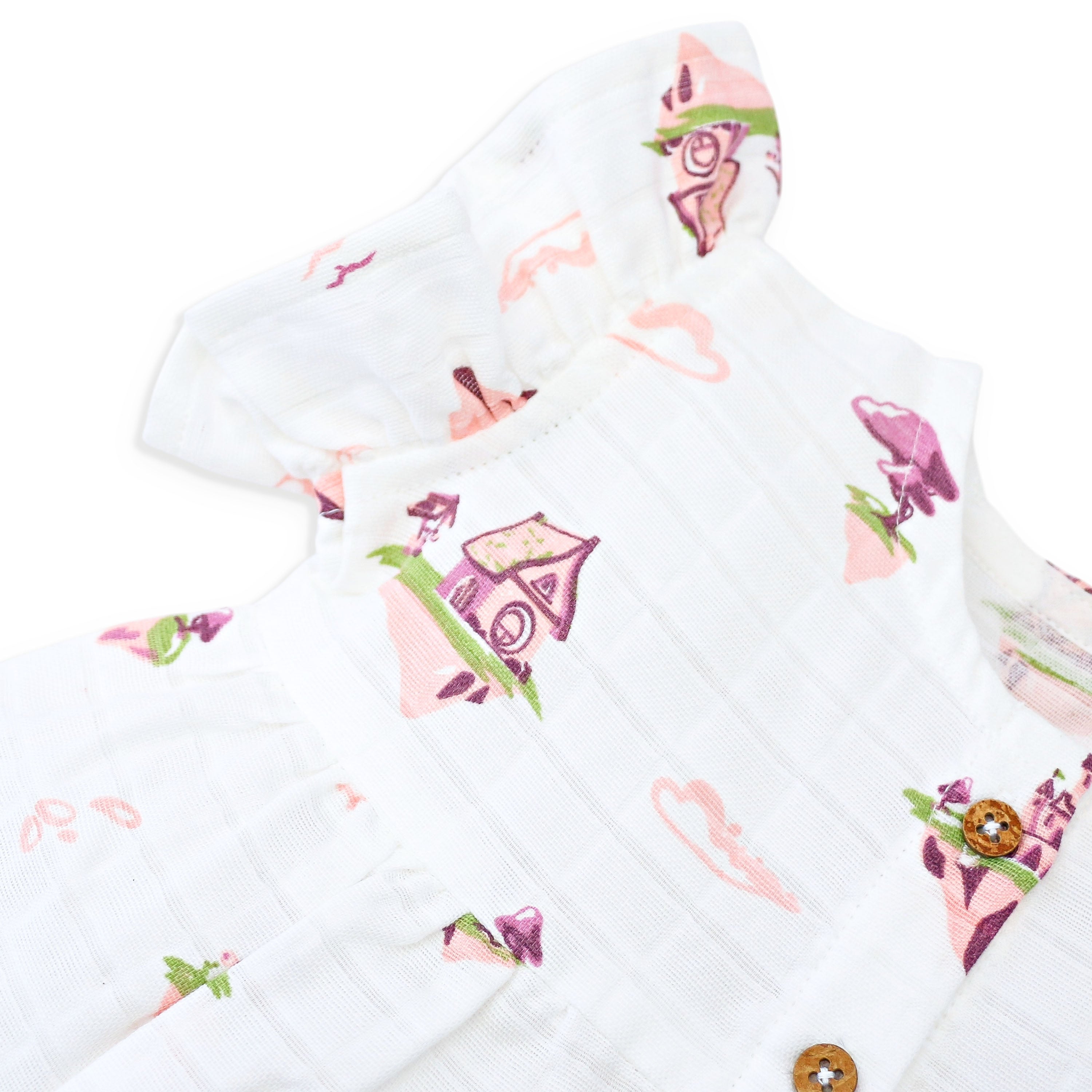 Frill Sleeve Muslin Cotton Girls Frock Pack of 3 (0 months to 5 years) - Little Magic Tales