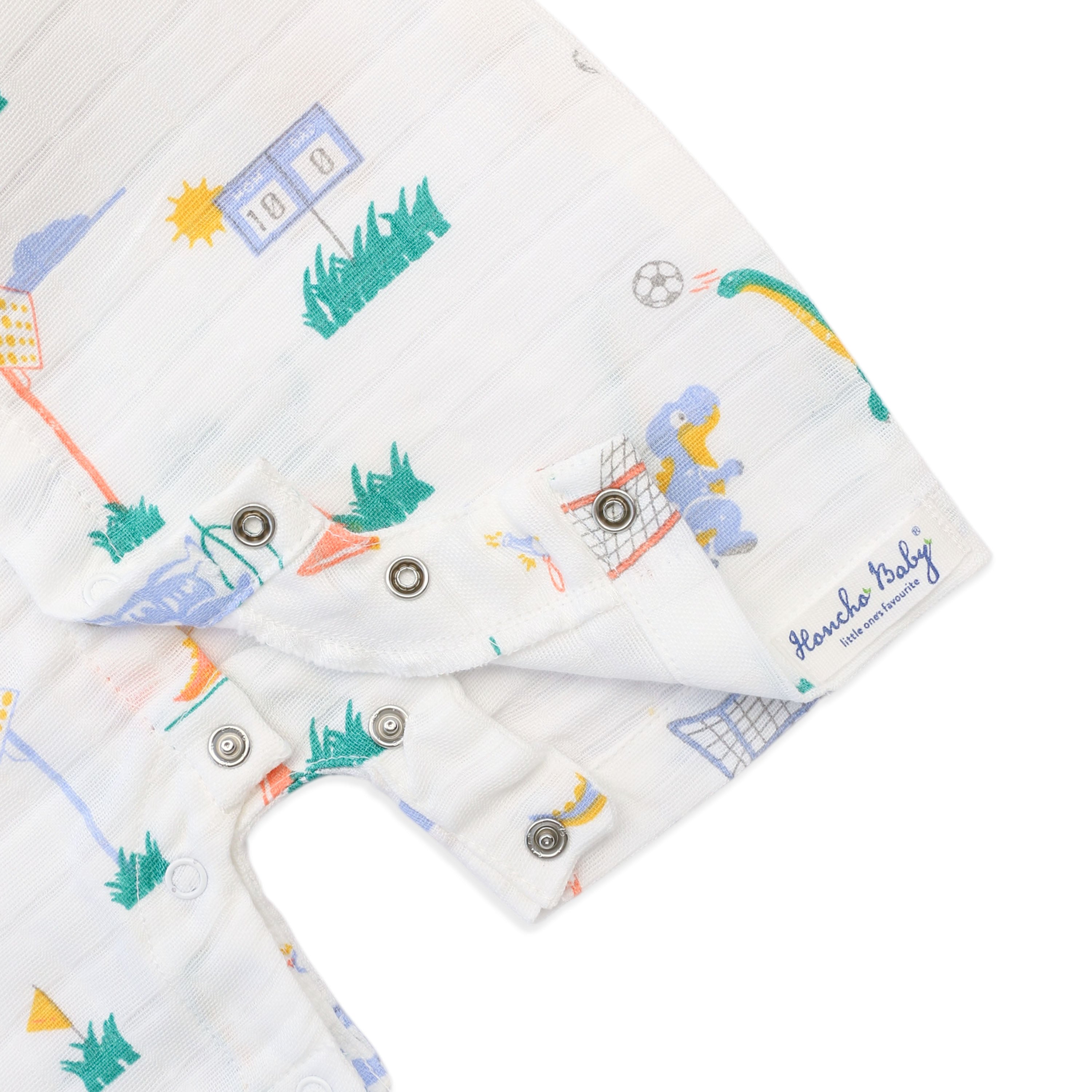 Muslin Baby Romper for 0-18 Months - Dino & Football