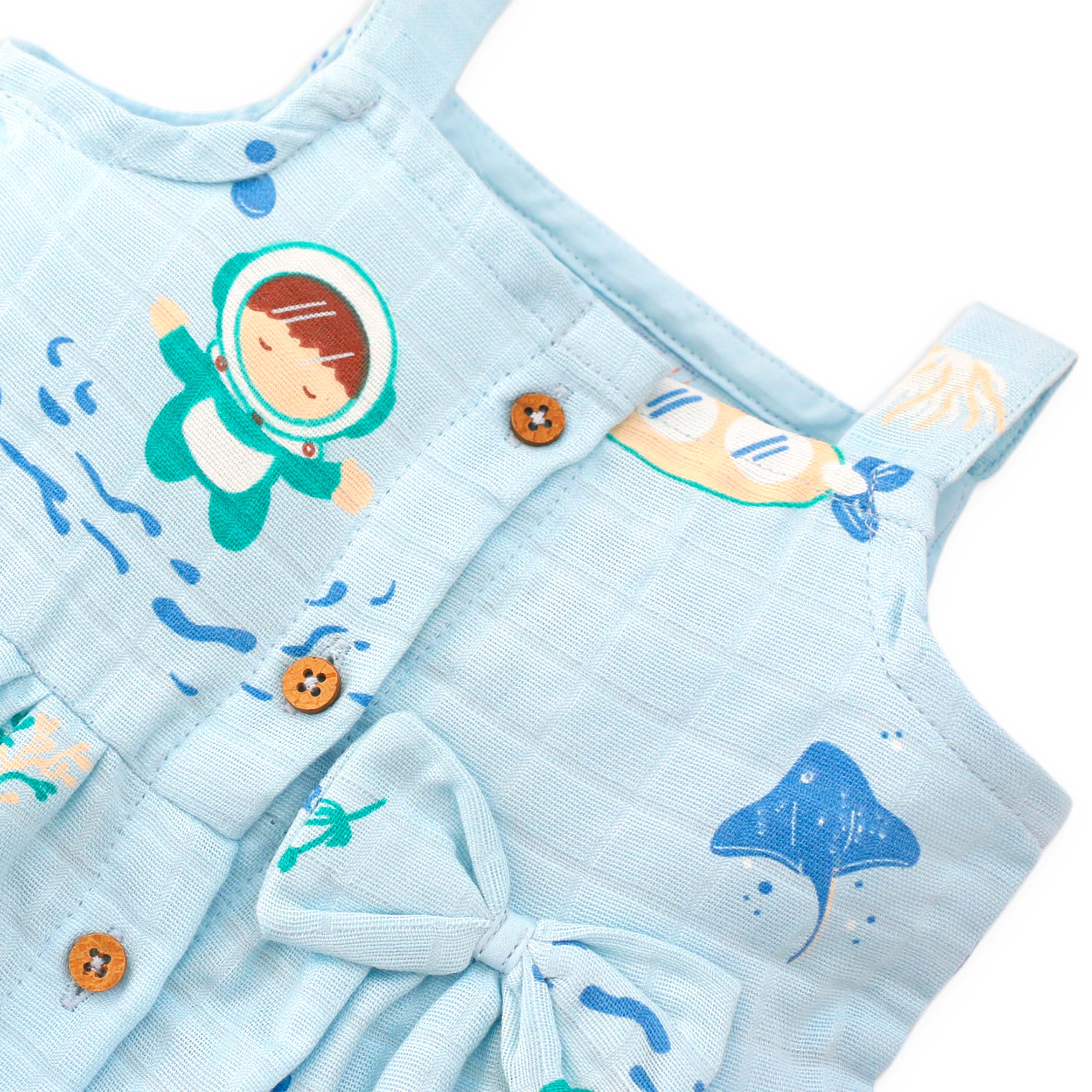 Sleeveless Muslin Cotton Frock with Bow (0 months to 5 years) Pack of 3 - Little Colors Combo