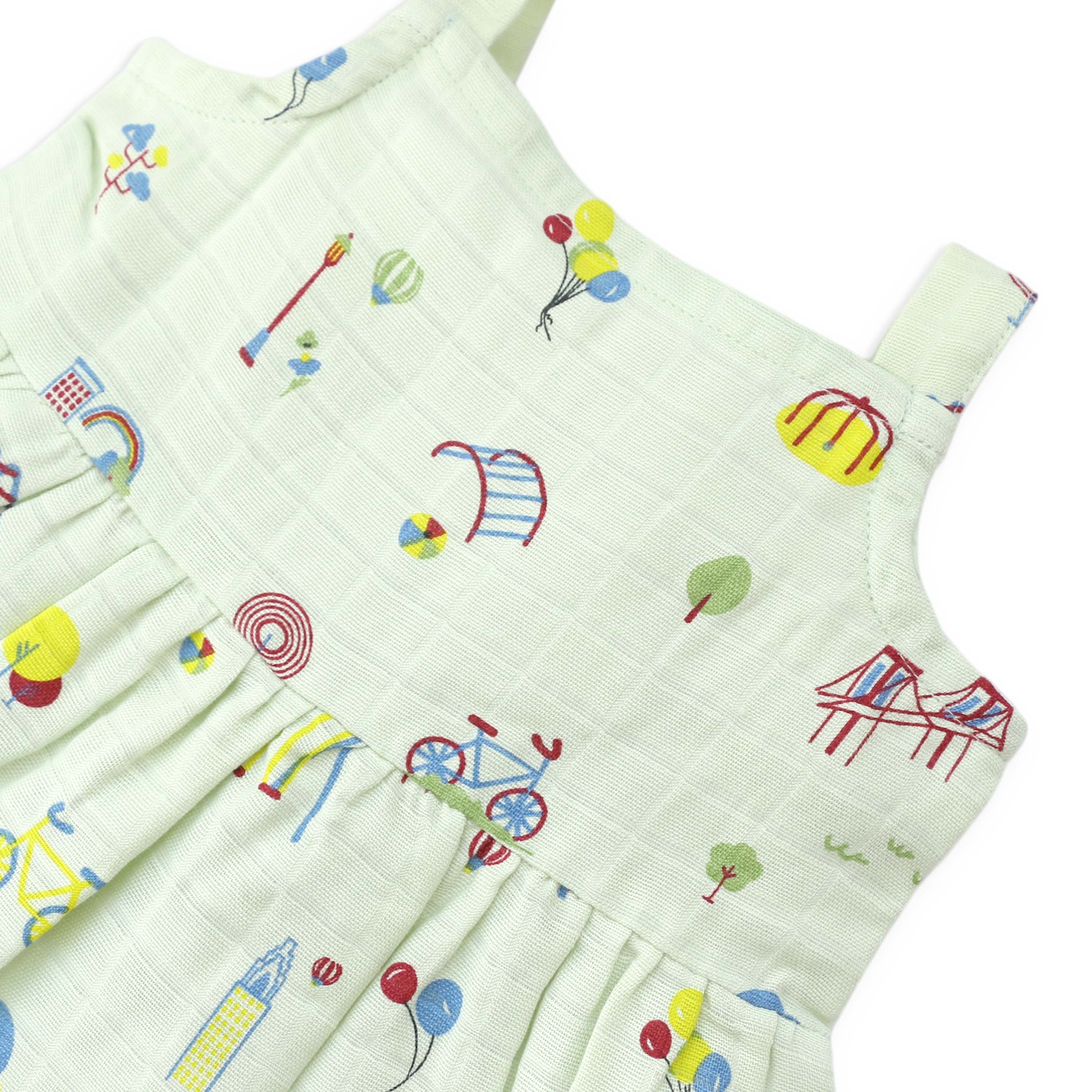 Sleeveless Muslin Cotton Frock with Bow (0 months to 5 years) Pack of 3 - Little Colors Combo