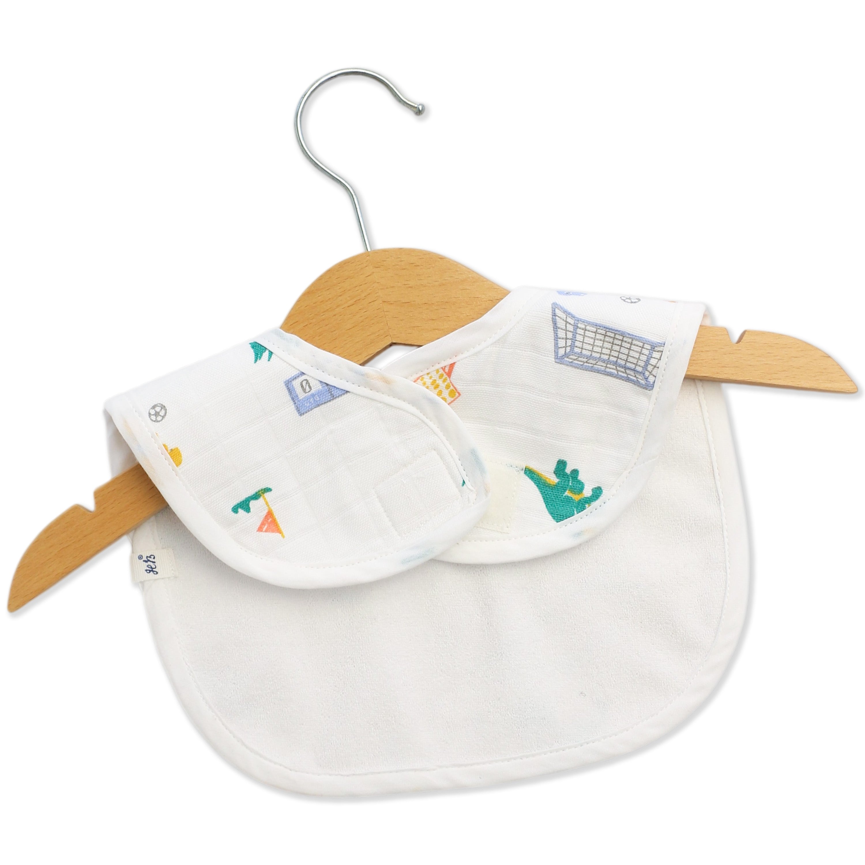 Reversible Muslin and Terry Bib Pack of 2 - Park Play Days & Dino & Football