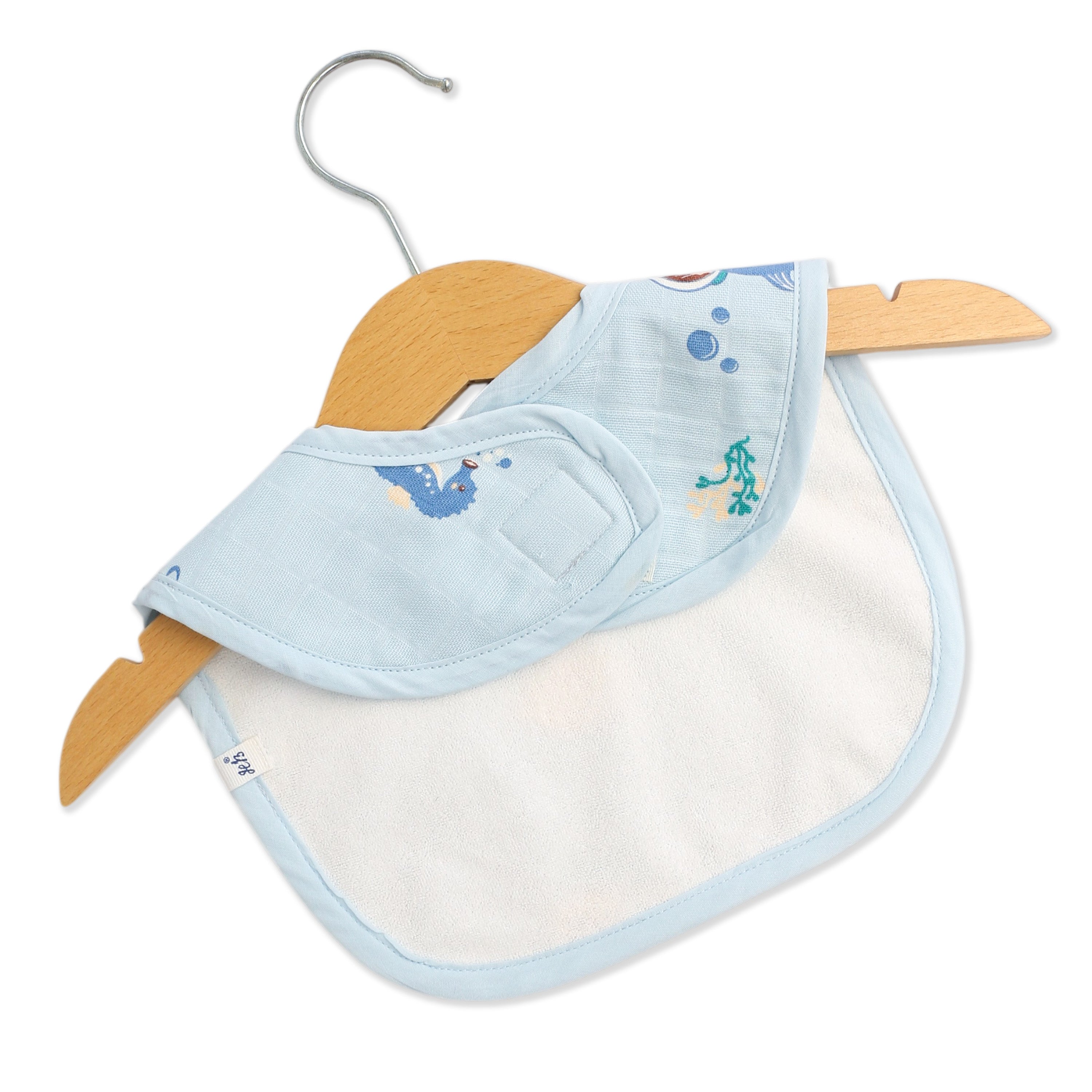 Reversible Muslin and Terry Bib Pack of 2 - Mini Scuba Squad & Tiny Wheels & Wonders